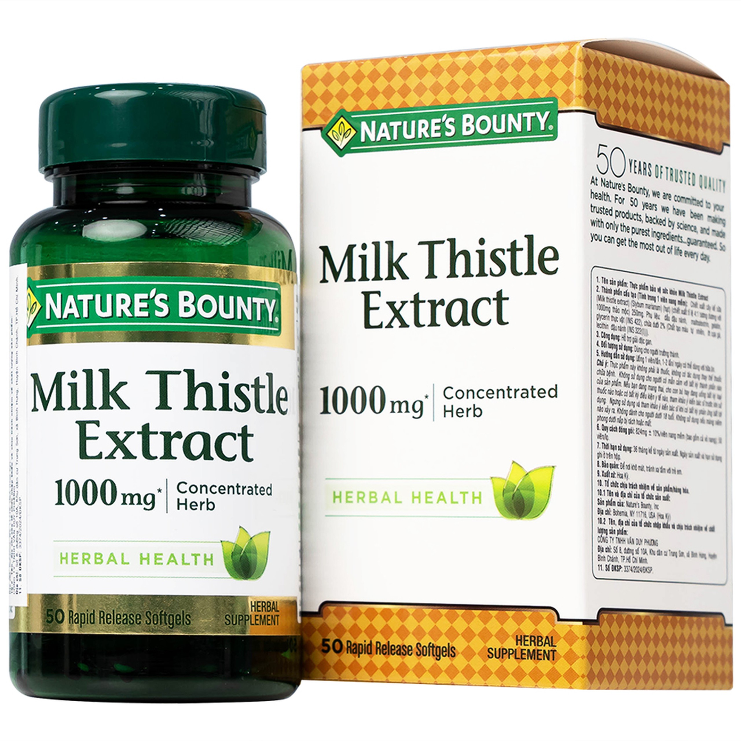 Viên uống Milk Thistle Nature's Bounty hỗ trợ tăng cường chức năng gan, bảo vệ gan (50 viên)