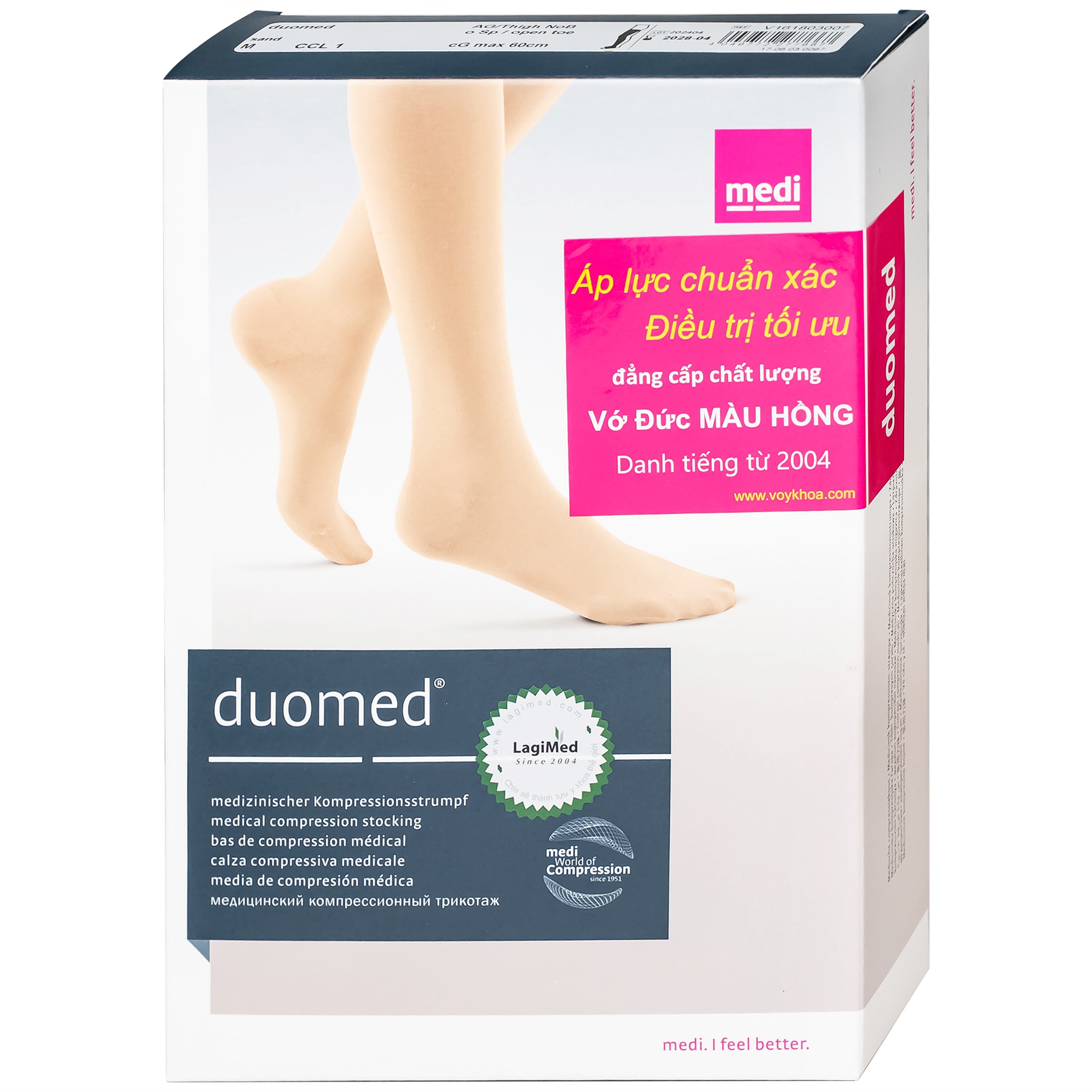 Vớ đùi y khoa Medi Duomed size M hỗ trợ điều trị giãn tĩnh mạch, phù chân, đau nhức chân (1 đôi)