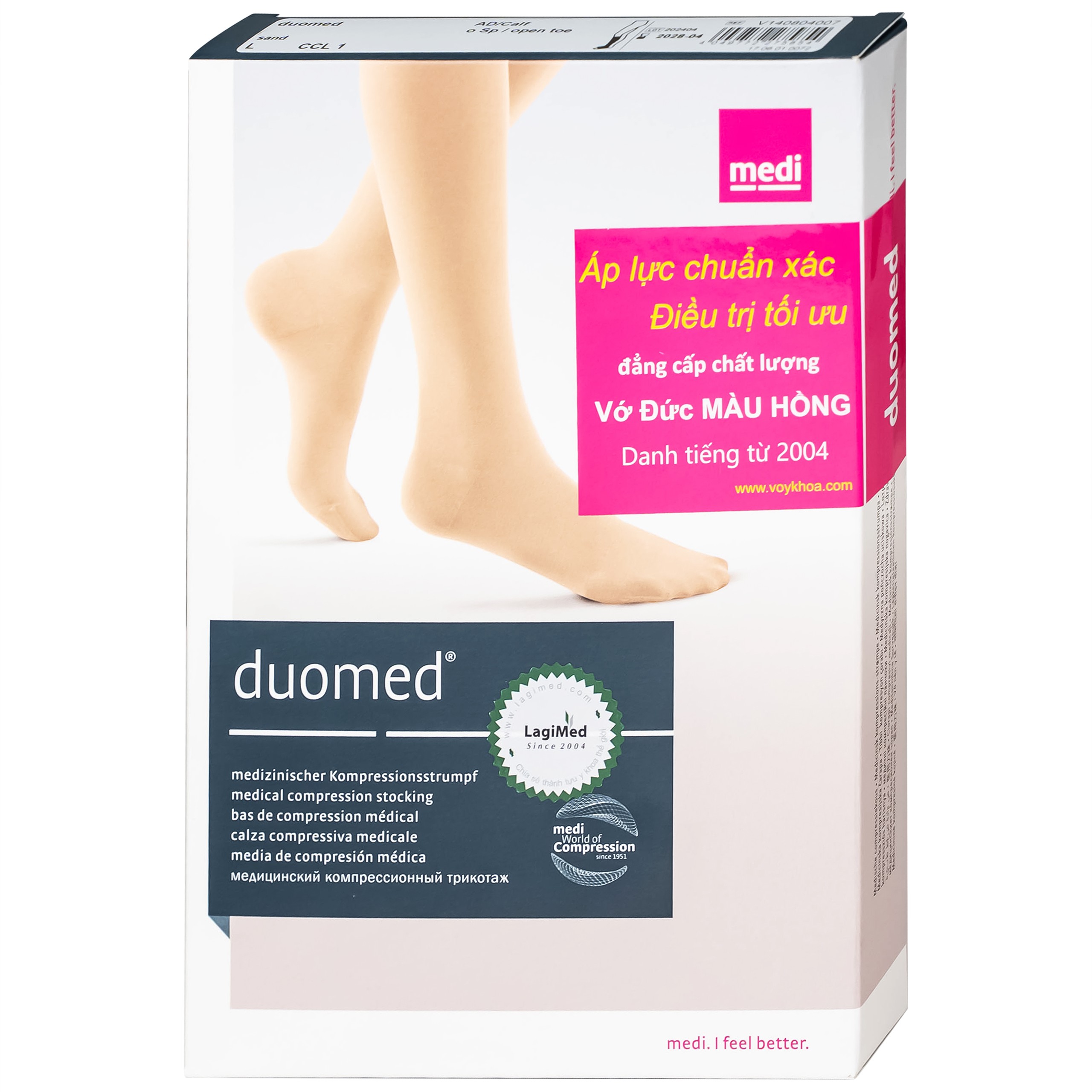Vớ gối y khoa Duomed size L hỗ trợ điều trị suy tĩnh mạch, phù chân, đau nhức chân