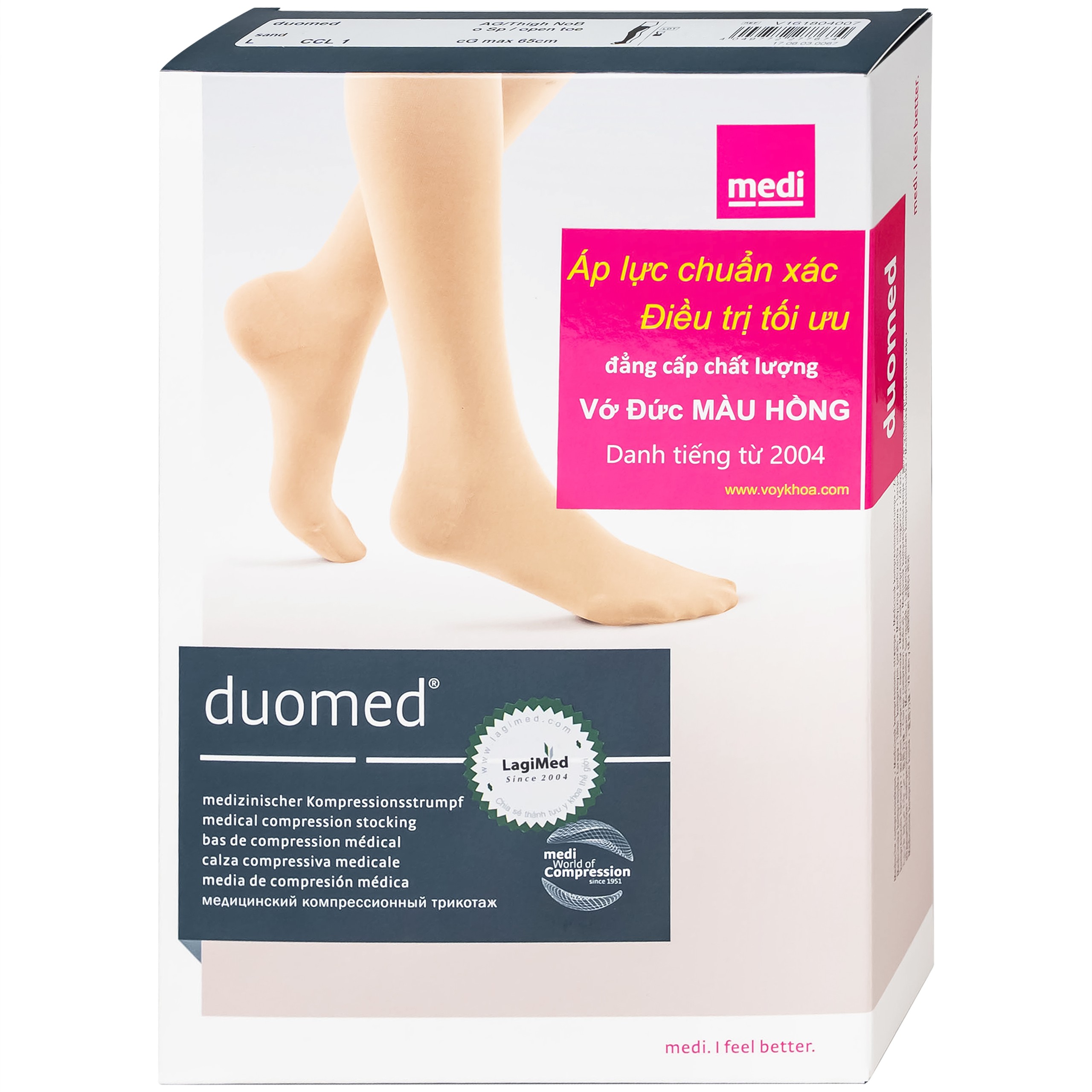 Vớ đùi y khoa Medi Duomed size L hỗ trợ điều trị giãn tĩnh mạch, phù chân, đau nhức chân (1 đôi)