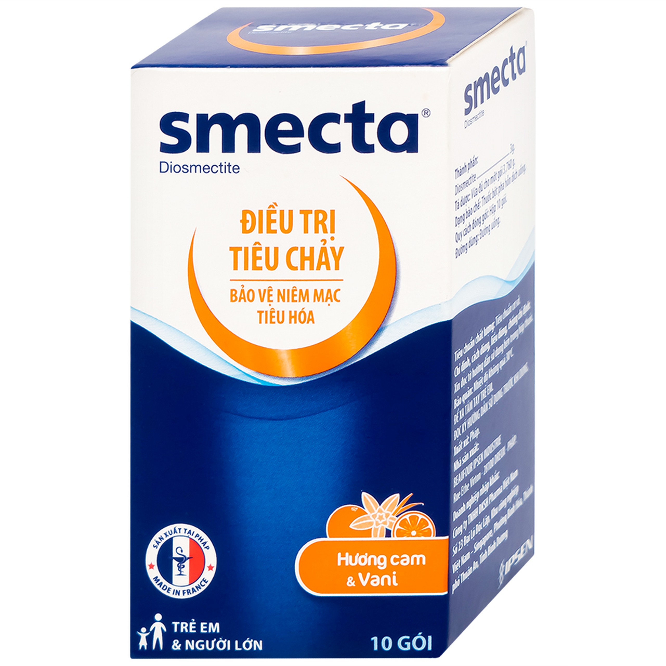 Thuốc bột Smecta Beaufour Ipsen hương cam & vani điều trị tiêu chảy, bảo vệ niêm mạc tiêu hoá (10 gói)