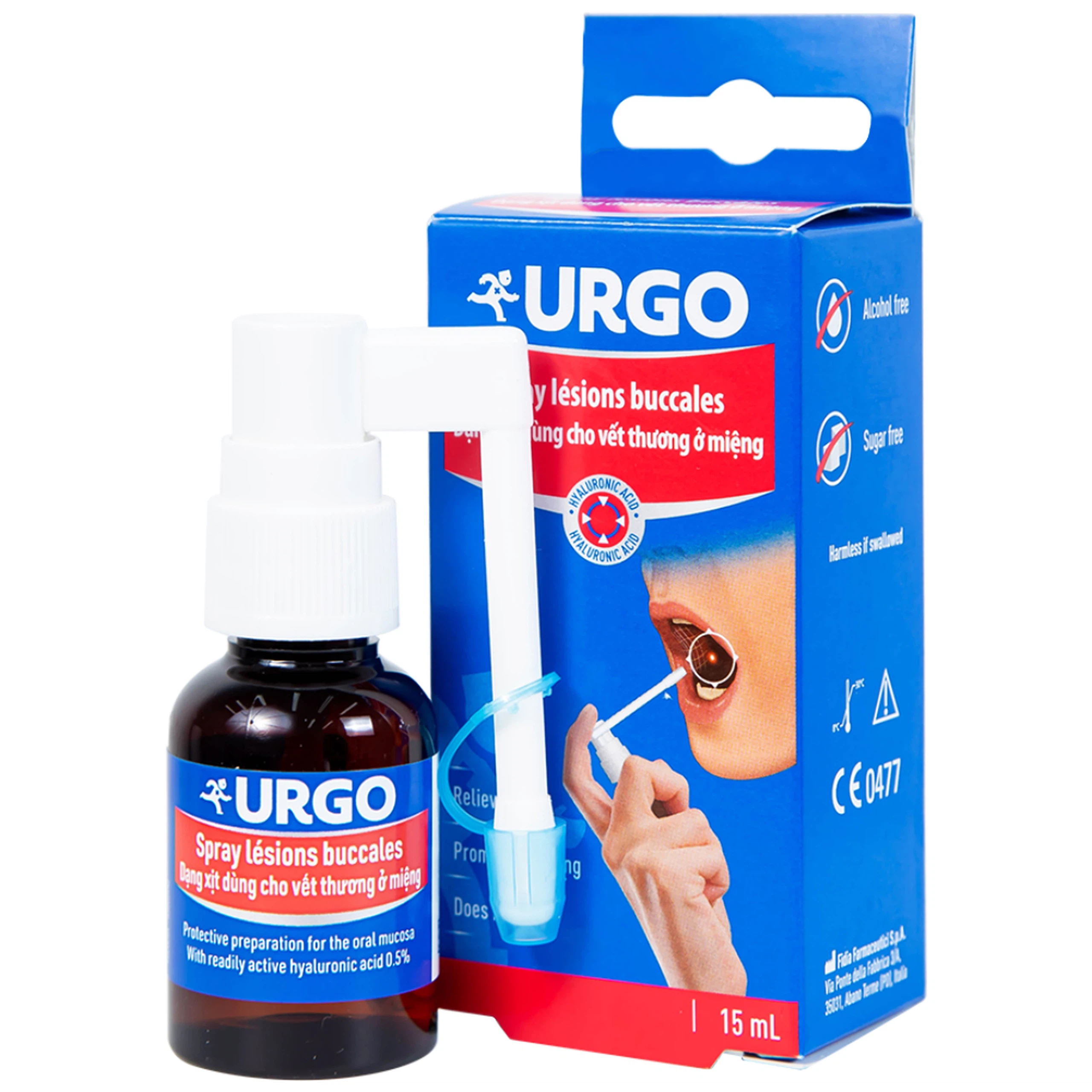 Chai xịt Urgo Spray Lesions Buccales 15ml dùng cho vết thương ở miệng