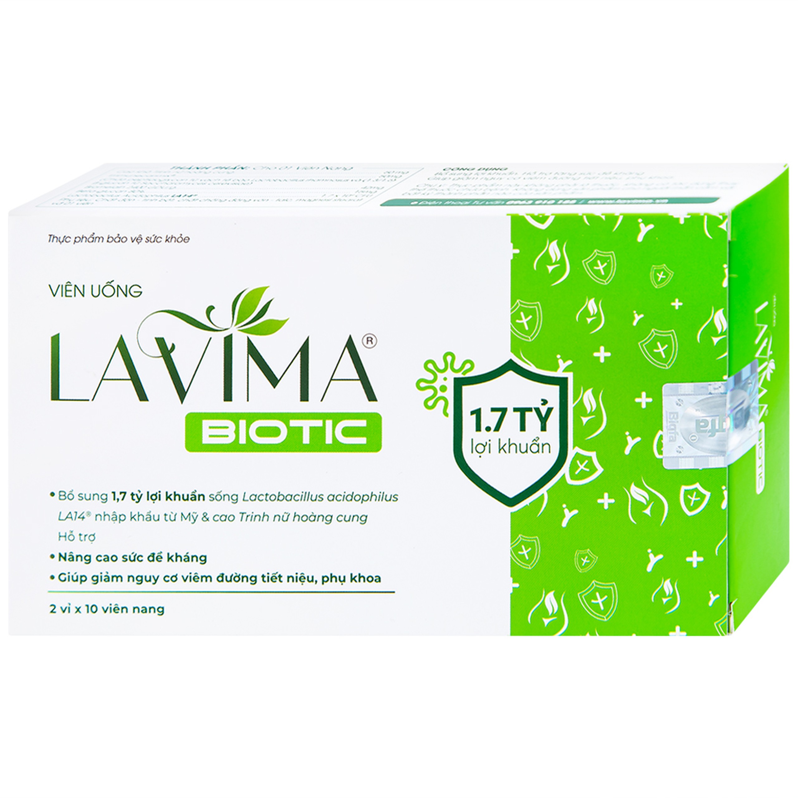 Viên uống Lavima Biotic bổ sung lợi khuẩn, hỗ trợ tăng sức đề kháng (2 vỉ x 10 viên)