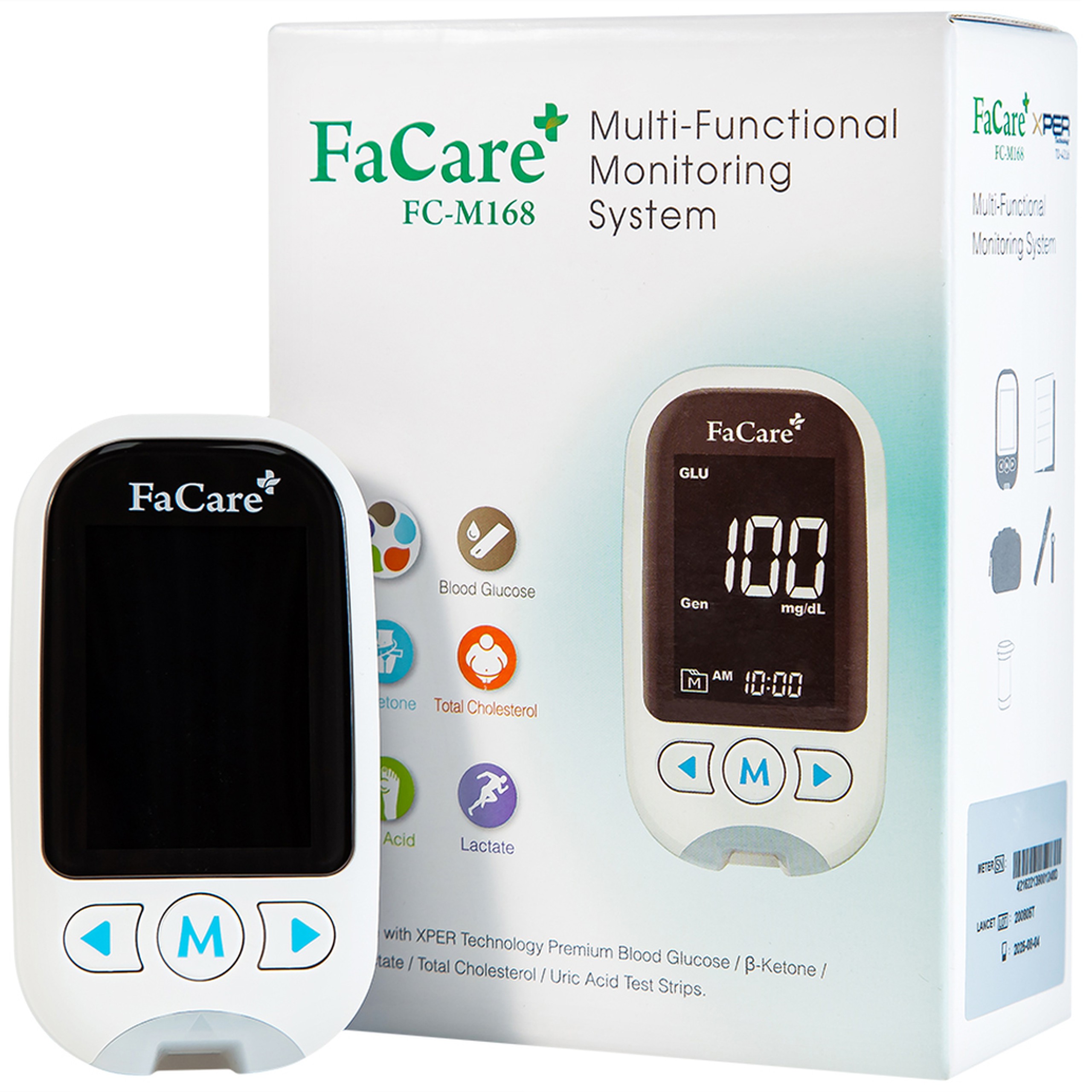 Máy đo 5 in 1 FaCare+ FC-M168 (TD-4216) Bluetooth hỗ trợ đo Cholesterol, Acid Uric, Glucose 