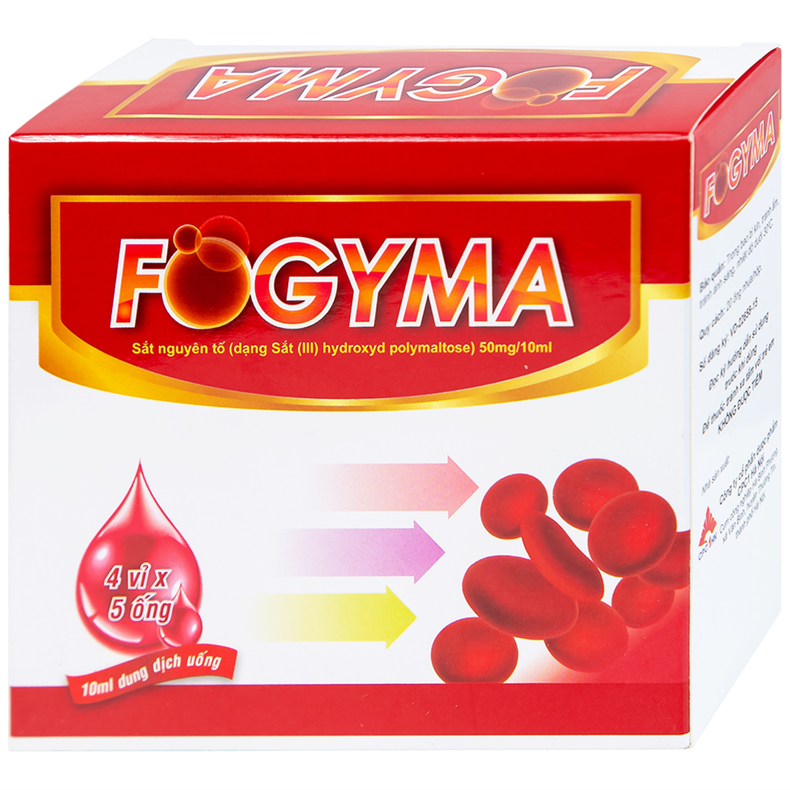 Dung dịch uống Fogyma điều trị thiếu máu do thiếu sắt (4 vỉ x 5 ống)