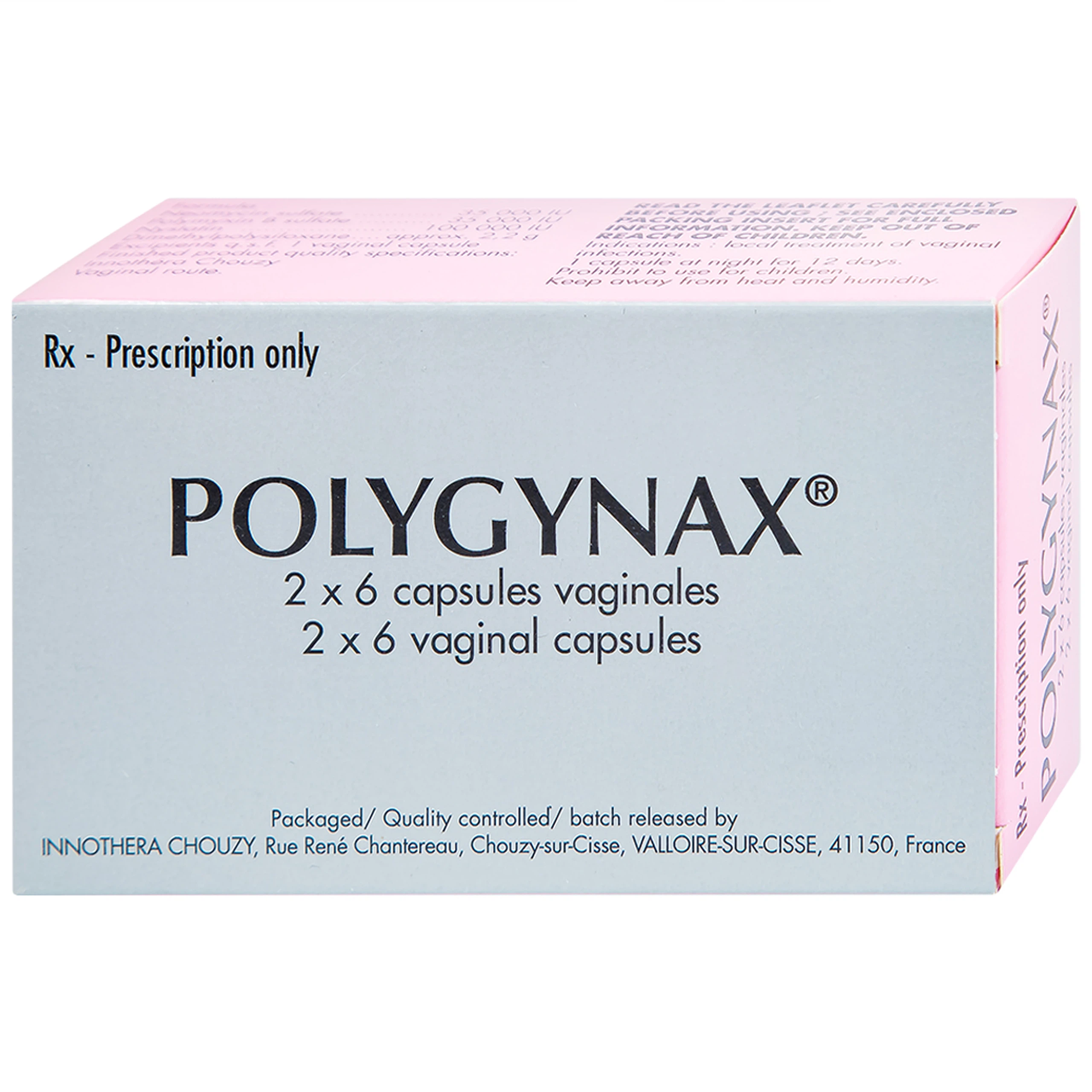 Viên đặt âm đạo Polygynax Innothera Chouzy điều trị viêm âm đạo, âm hộ - âm đạo (2 vỉ x 6 viên)