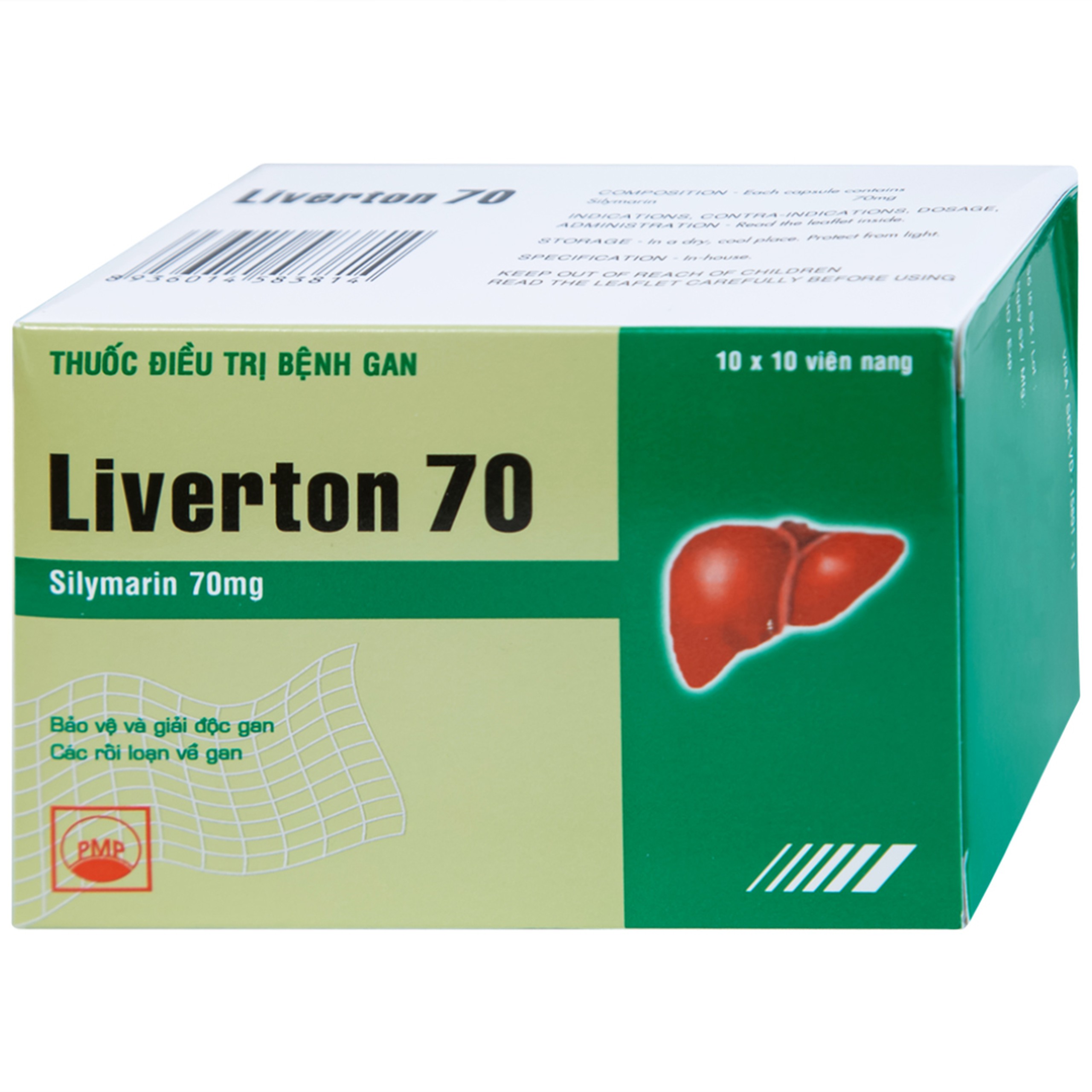 Viên nang cứng Liverton 70 Pymepharco điều trị bệnh gan, giải độc gan, rối loạn về gan (10 vỉ x 10 viên) 