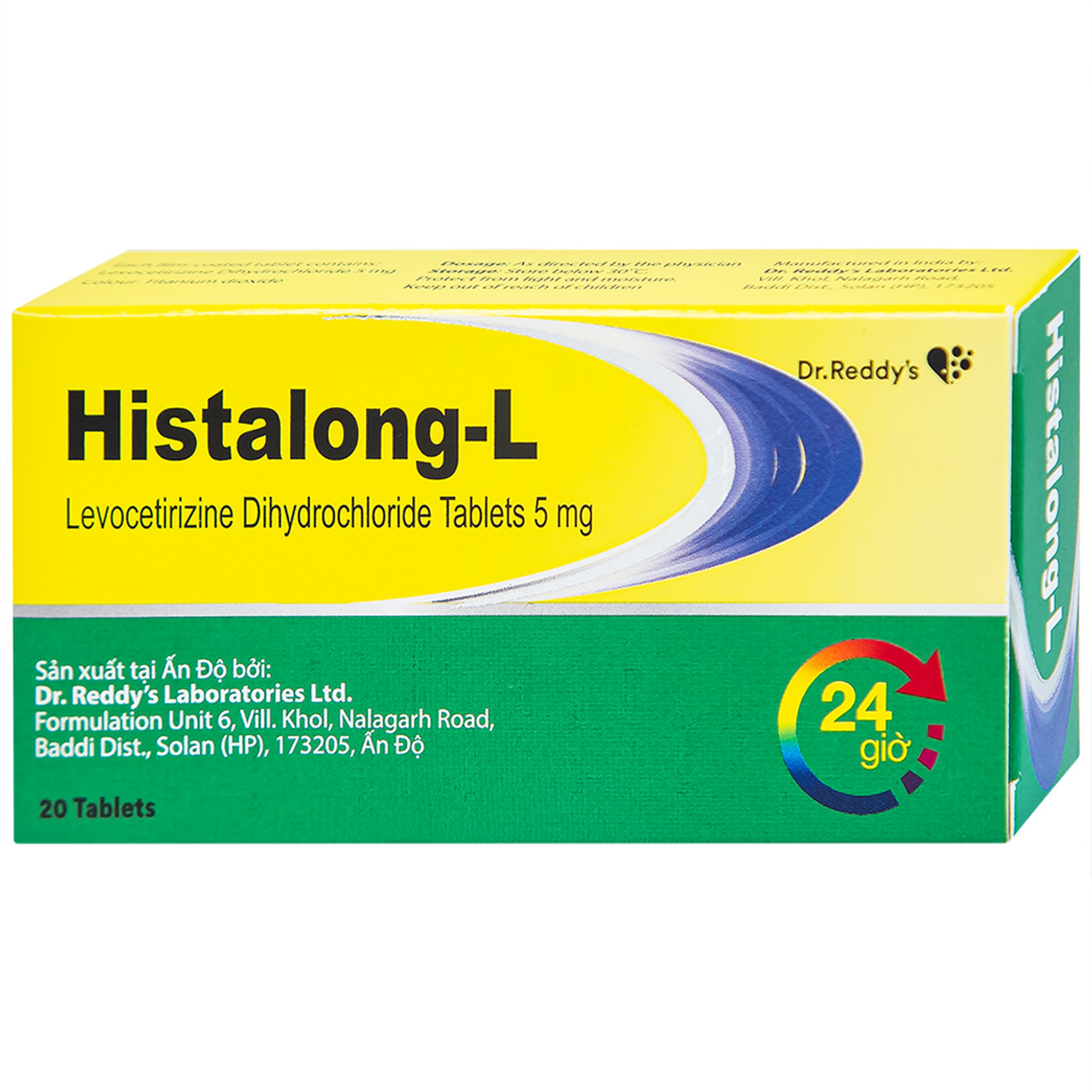 Thuốc Histalong - L 5mg Dr. Reddy điều trị triệu chứng viêm mũi dị ứng (2 vỉ x 10 viên)