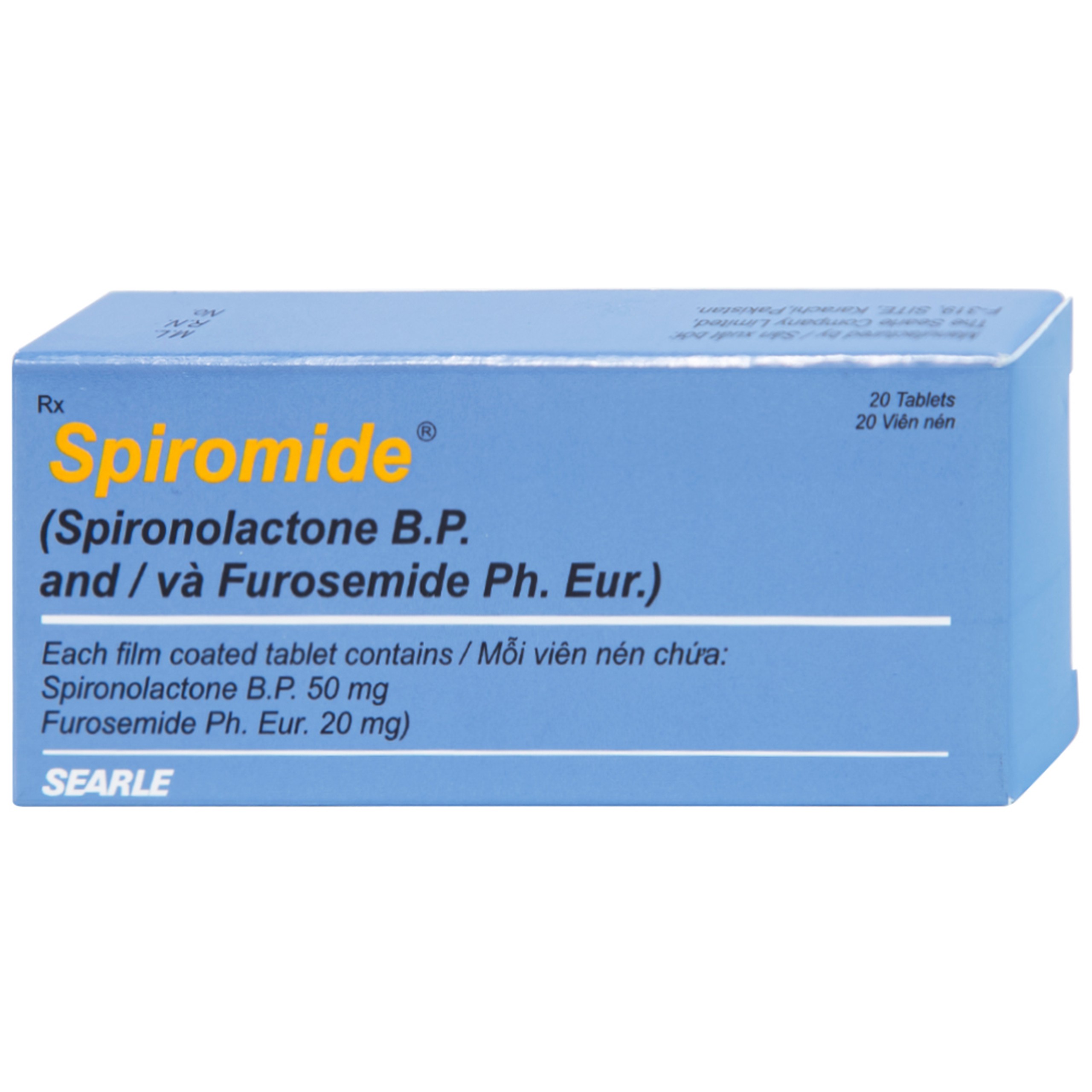 Thuốc Spiromide 20/50mg Searle giảm phù, lợi tiểu, hạ huyết áp (2 vỉ x 10 viên)