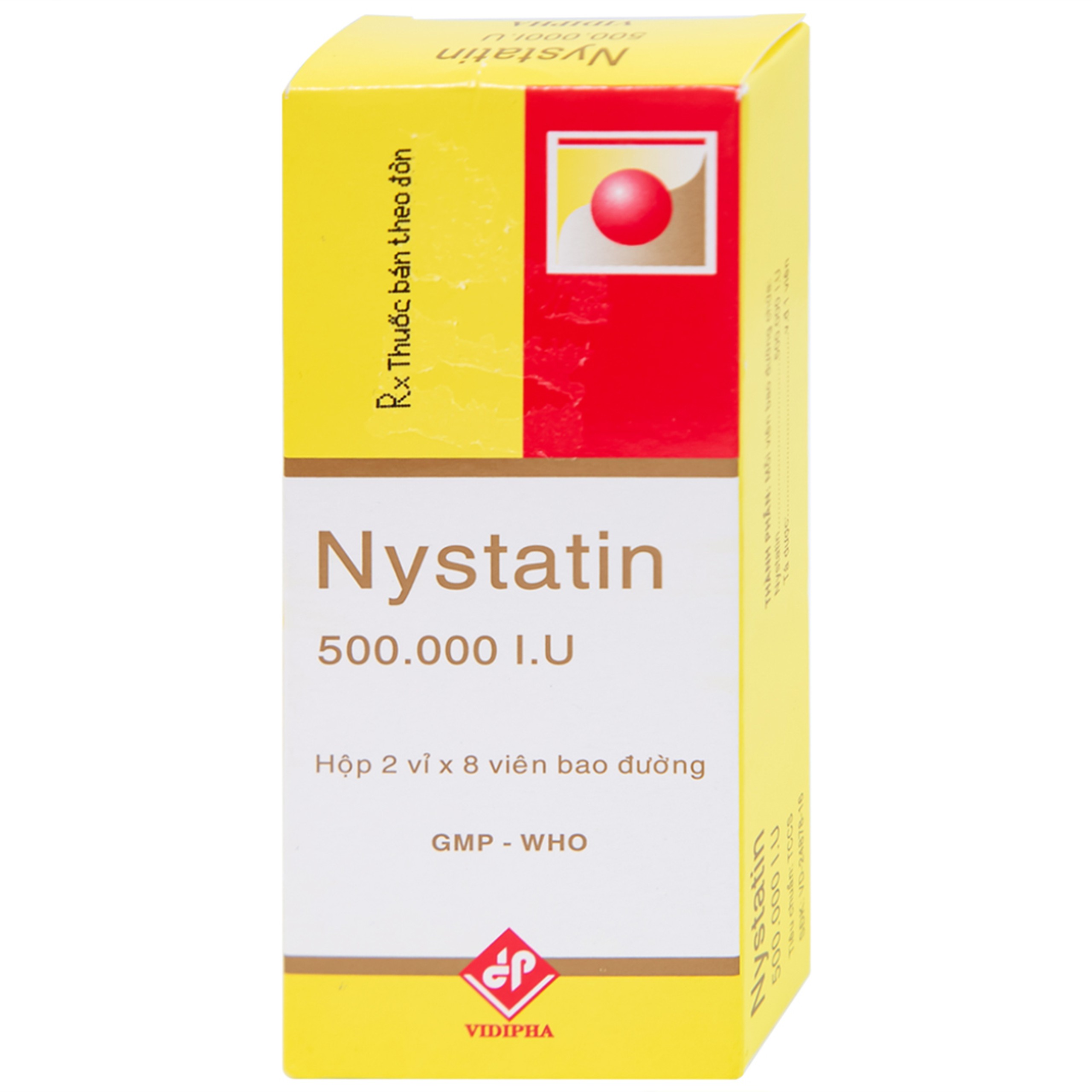 Thuốc Nystatin 500.000I.U Vidipha dự phòng và điều trị nhiễm nấm Candida (2 vỉ x 8 viên) 