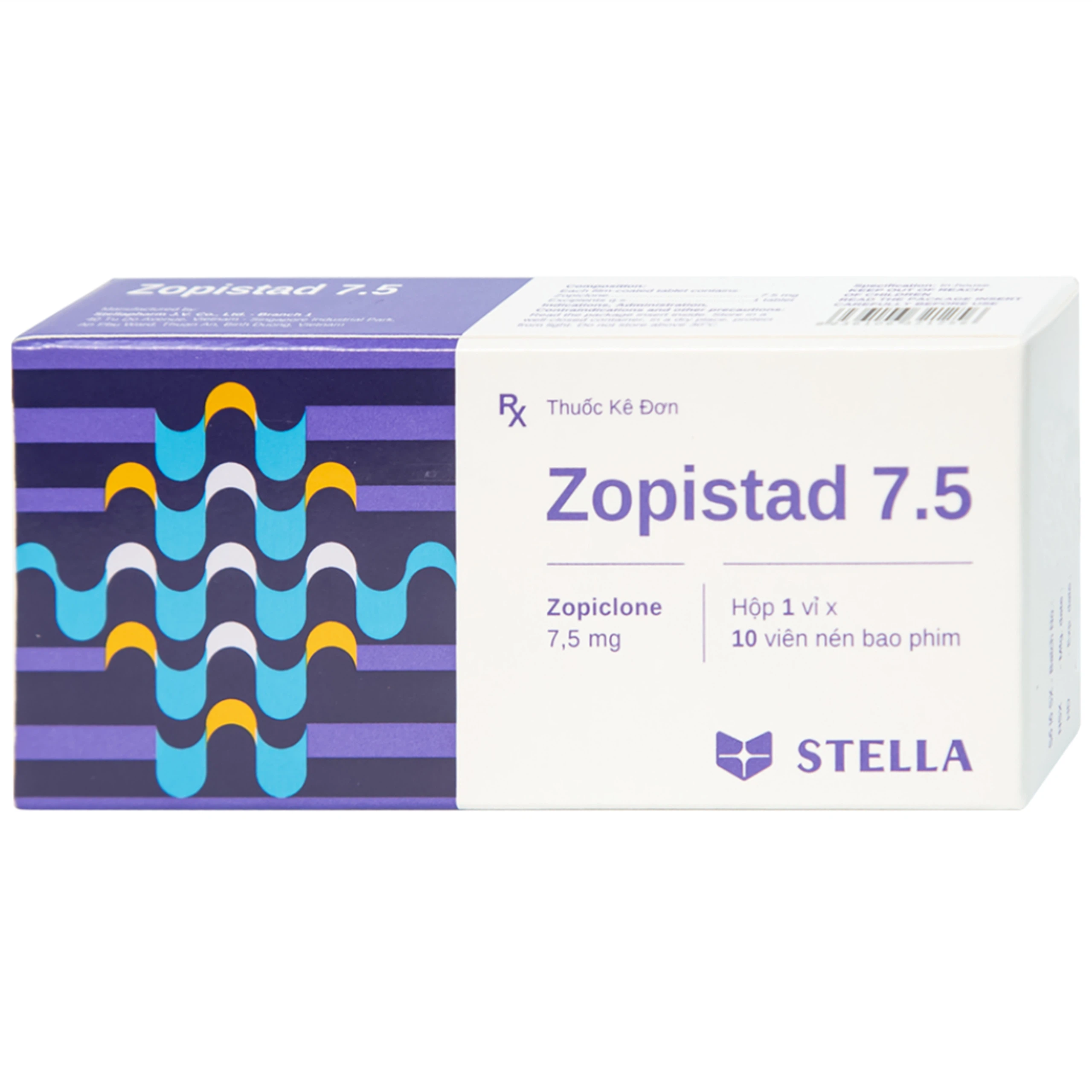 Thuốc Zopistad 7.5 Stella hỗ trợ điều trị ngắn hạn chứng mất ngủ (1 vỉ x 10 viên)