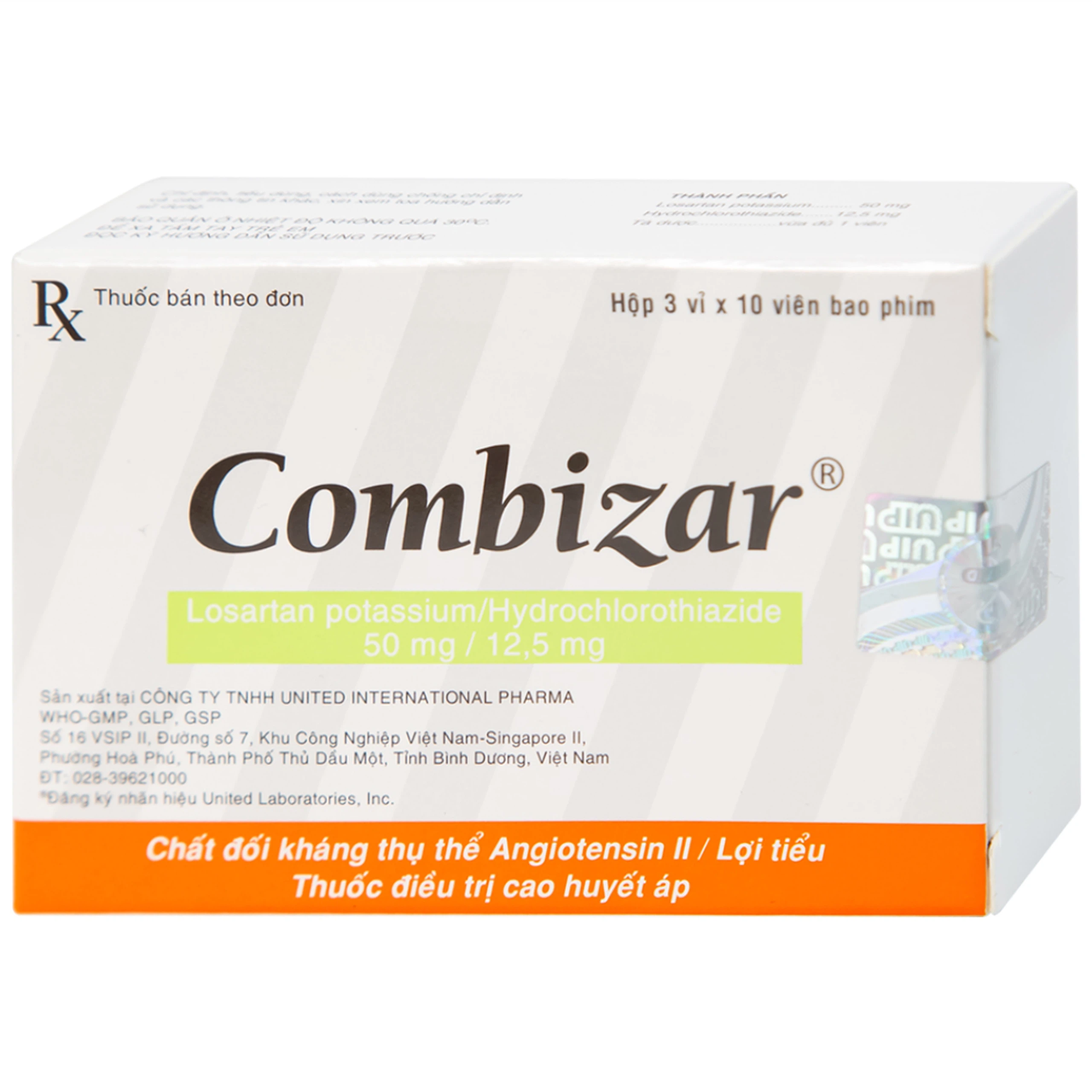 Thuốc Combizar United điều trị cao huyết áp (3 vỉ x 10 viên)