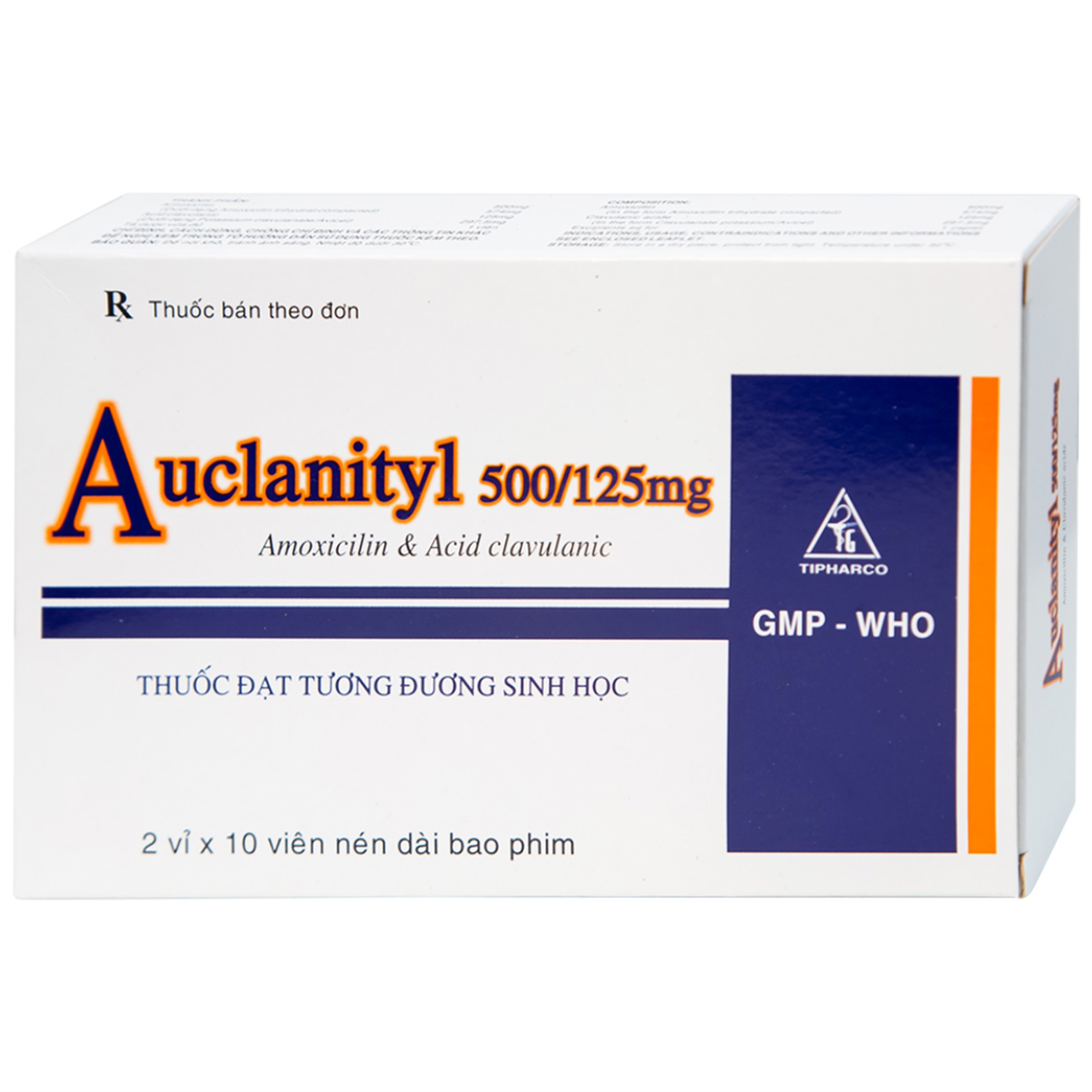 Thuốc Auclanityl 500/125mg Tipharco điều trị nhiễm khuẩn (2 vỉ x 10 viên)