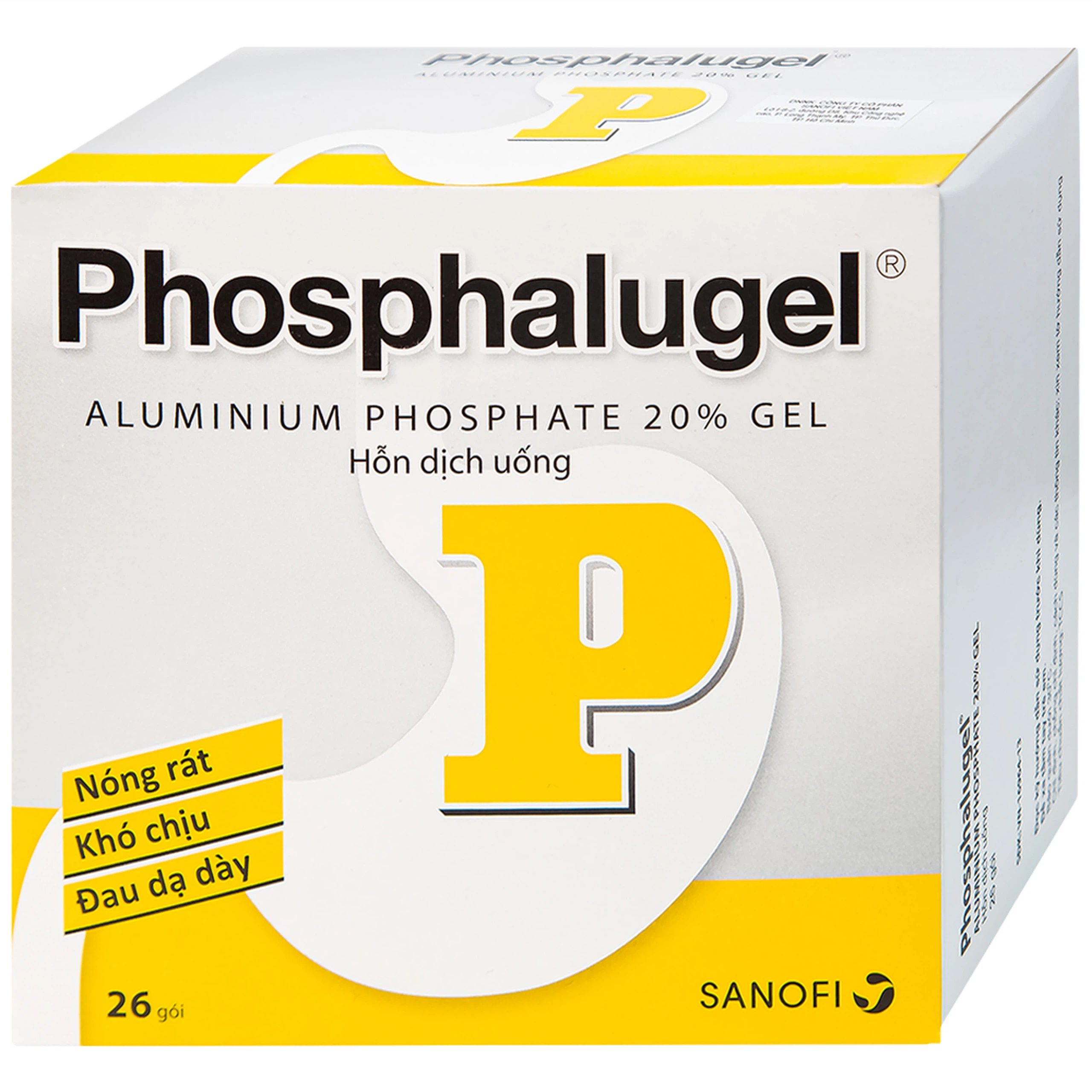 Hỗn dịch uống Phosphalugel Sanofi giảm độ axit của dạ dày (26 gói x 20g)