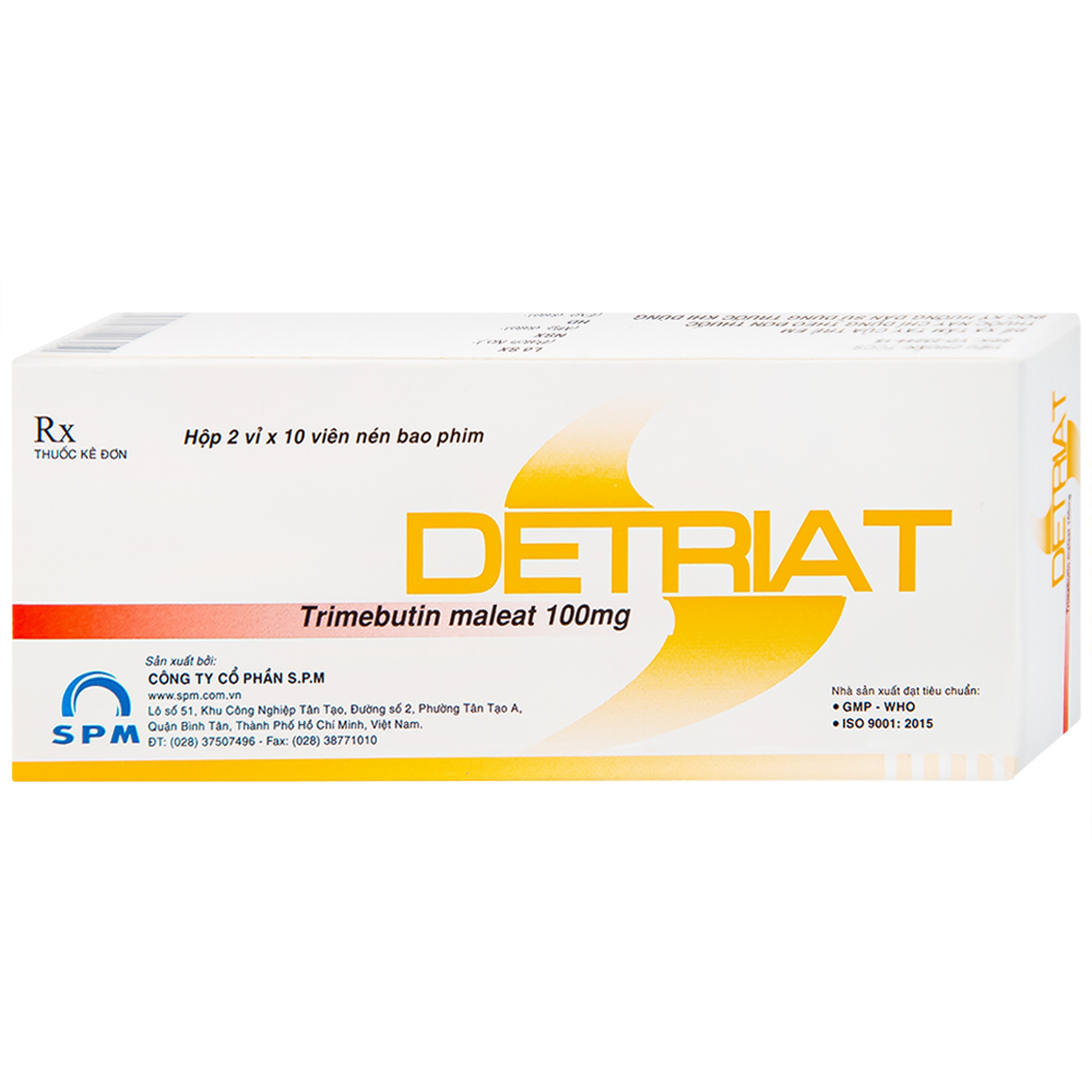 Thuốc Detriat điều trị triệu chứng đau, rối loạn chuyển vận ruột, khó chịu đường ruột (2 vỉ x 10 viên)