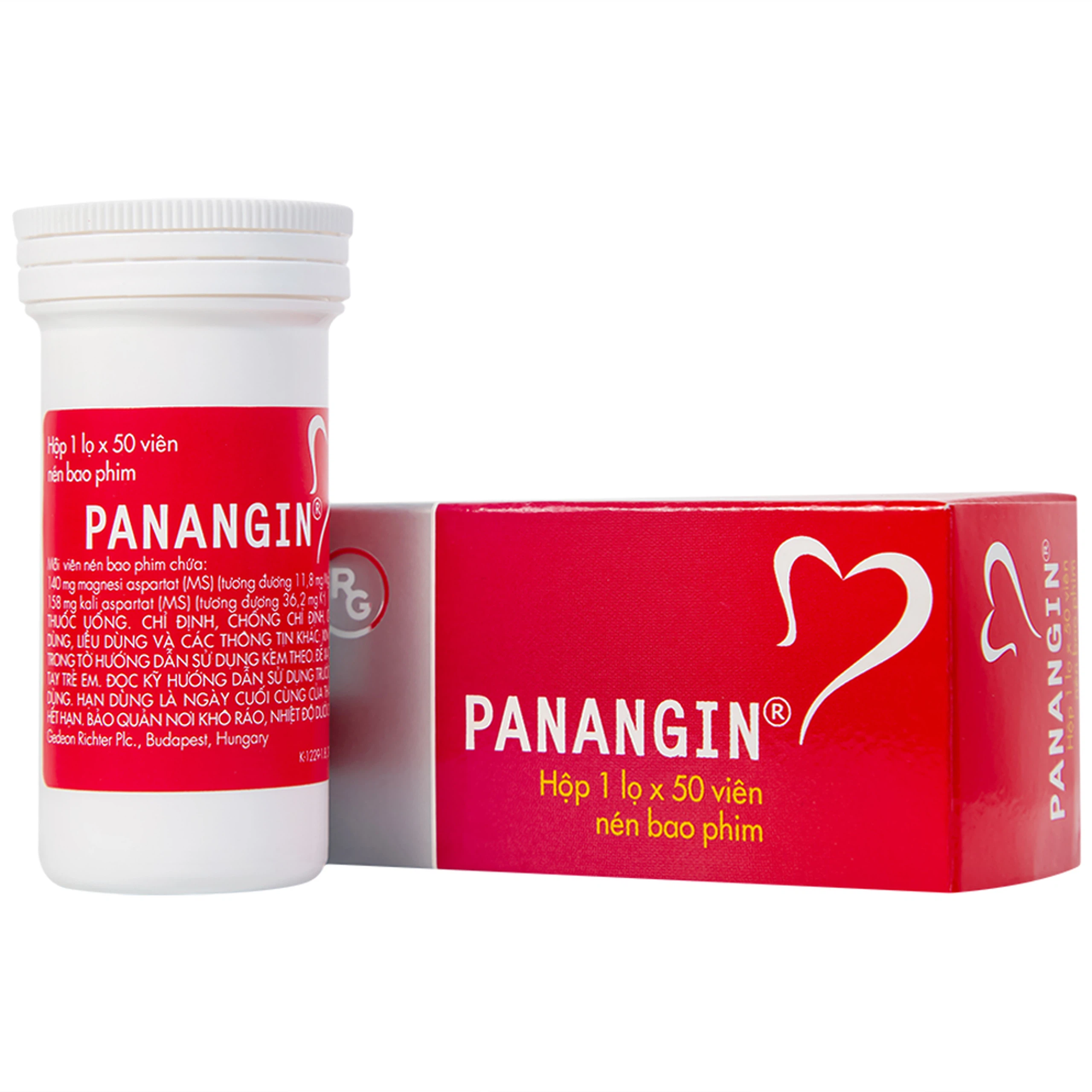 Viên nén Panangin Gedeon bổ sung kali, magnesi dùng trong suy tim (50 viên)
