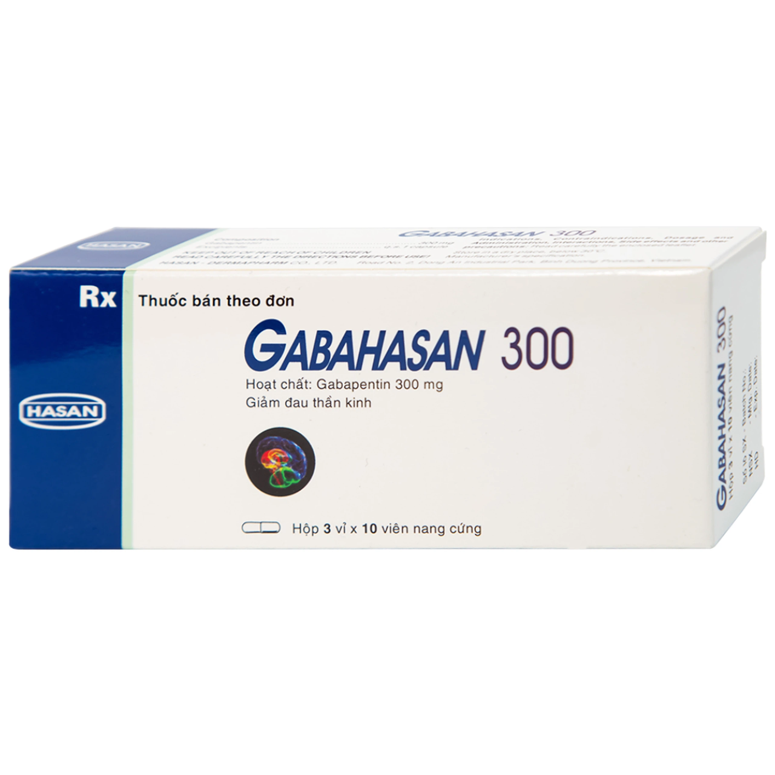 Thuốc Gabahasan 300 Hasan điều trị hỗ trợ trong động kinh cục bộ, đau viêm dây thần kinh ngoại biên (3 vỉ x 10 viên)