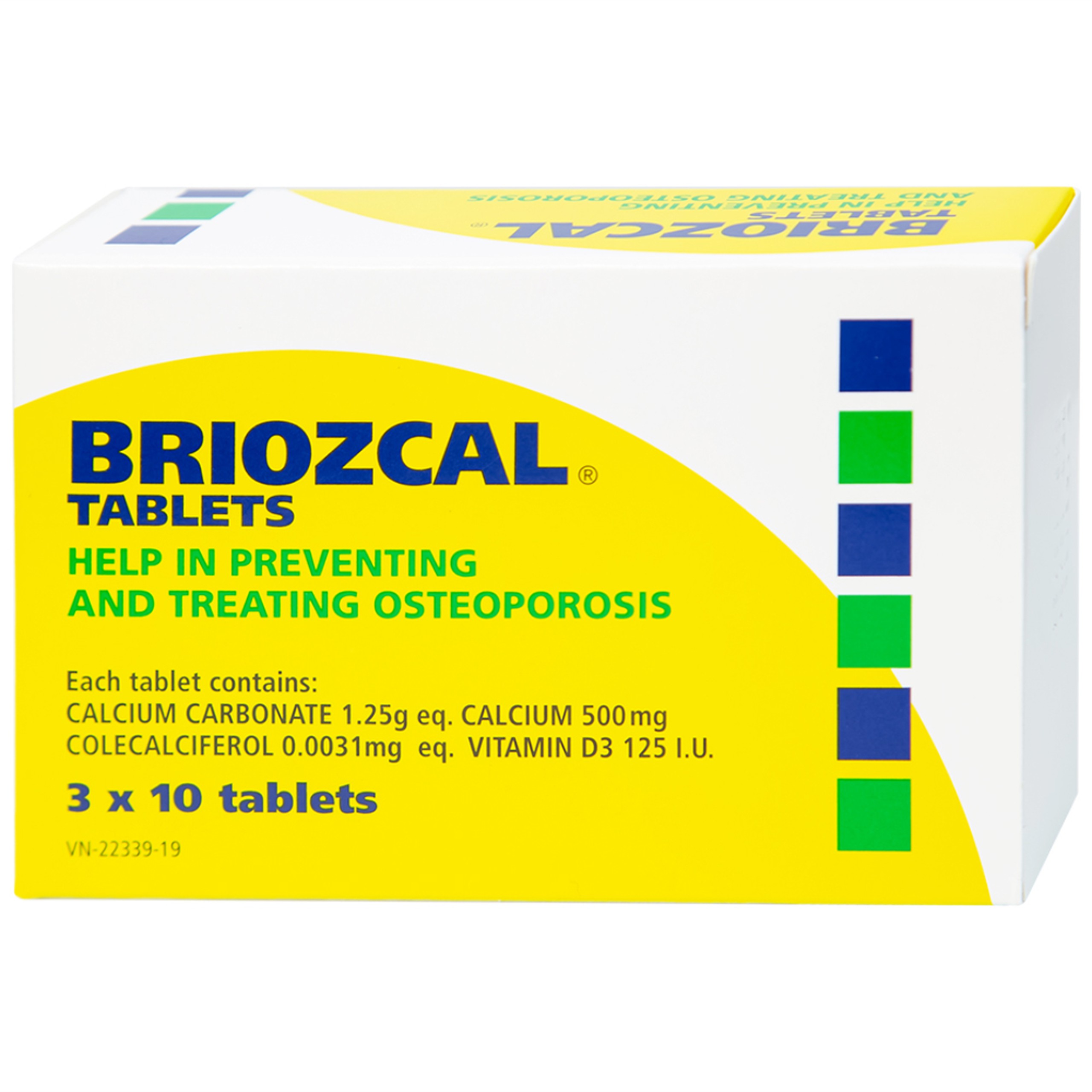 Thuốc Briozcal Bridge Healthcare dự phòng và điều trị thiếu hụt calci, vitamin D3 (3 vỉ x 10 viên)