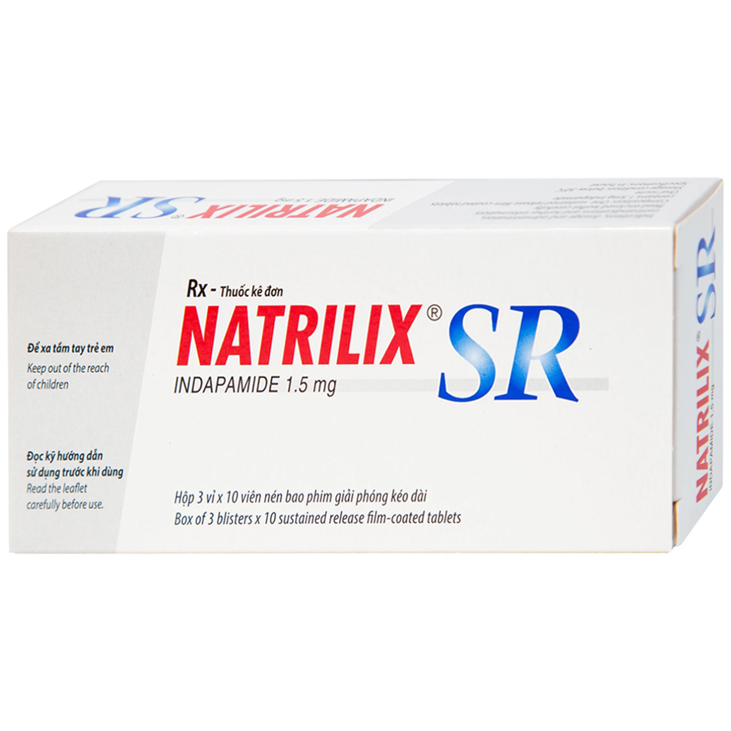 Viên nén Natrilix SR Servier điều trị tăng huyết áp nguyên phát (3 vỉ x 10 viên)