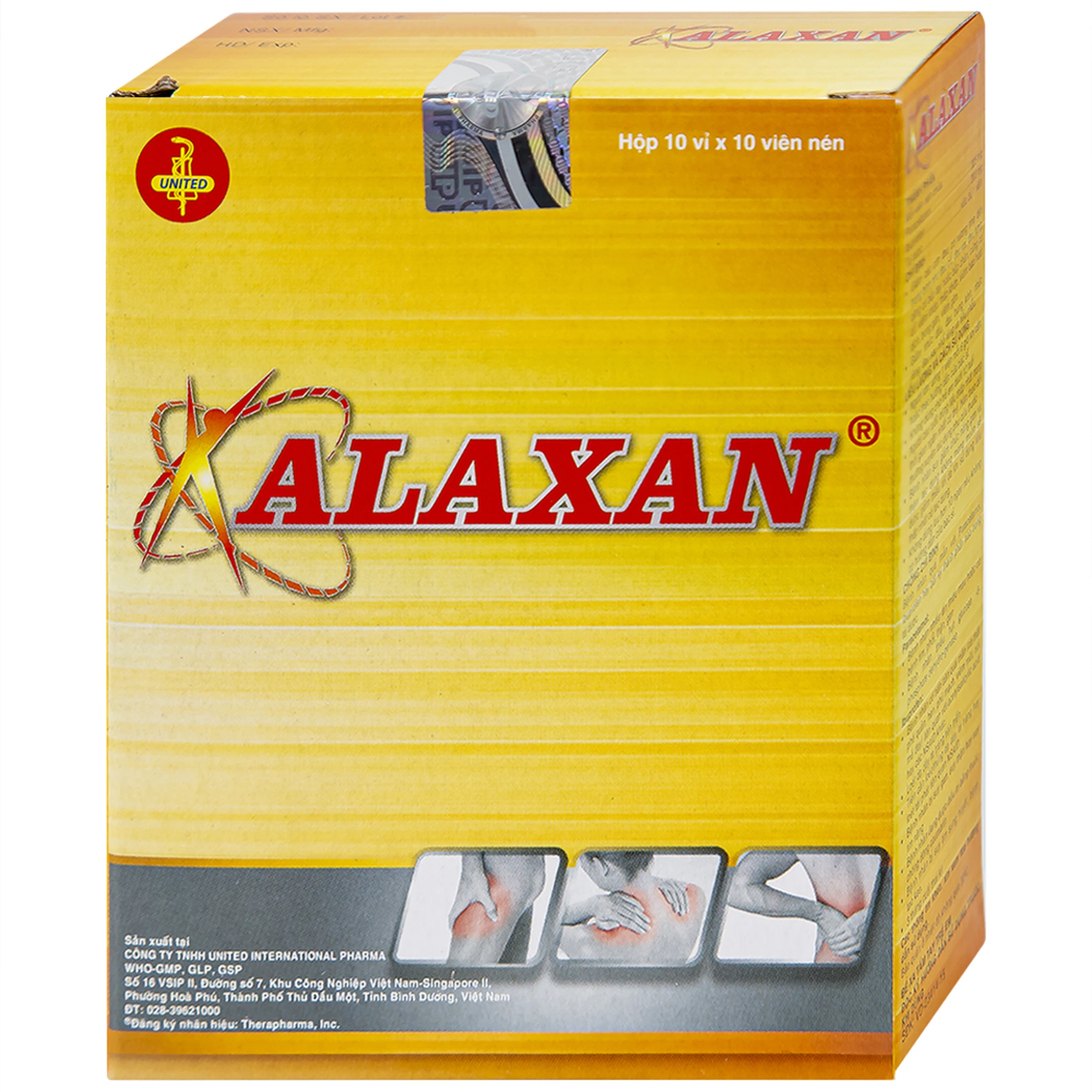 Thuốc Alaxan United giảm các cơn đau cơ xương, nhức đầu, đau bụng kinh, nhức răng (10 vỉ x 10 viên)