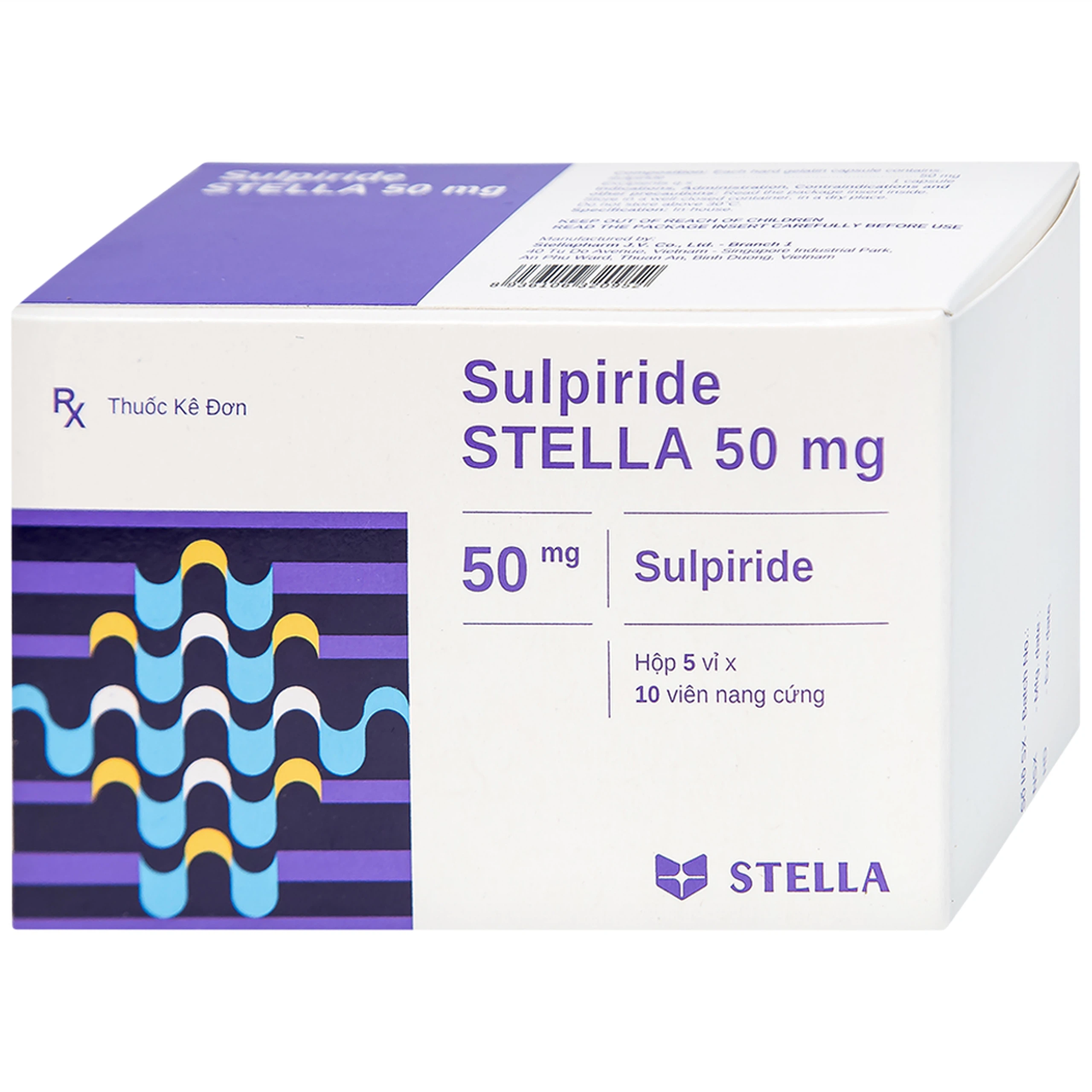 Thuốc Sulpiride Stella 50mg điều trị chứng lo âu (5 vỉ x 10 viên)