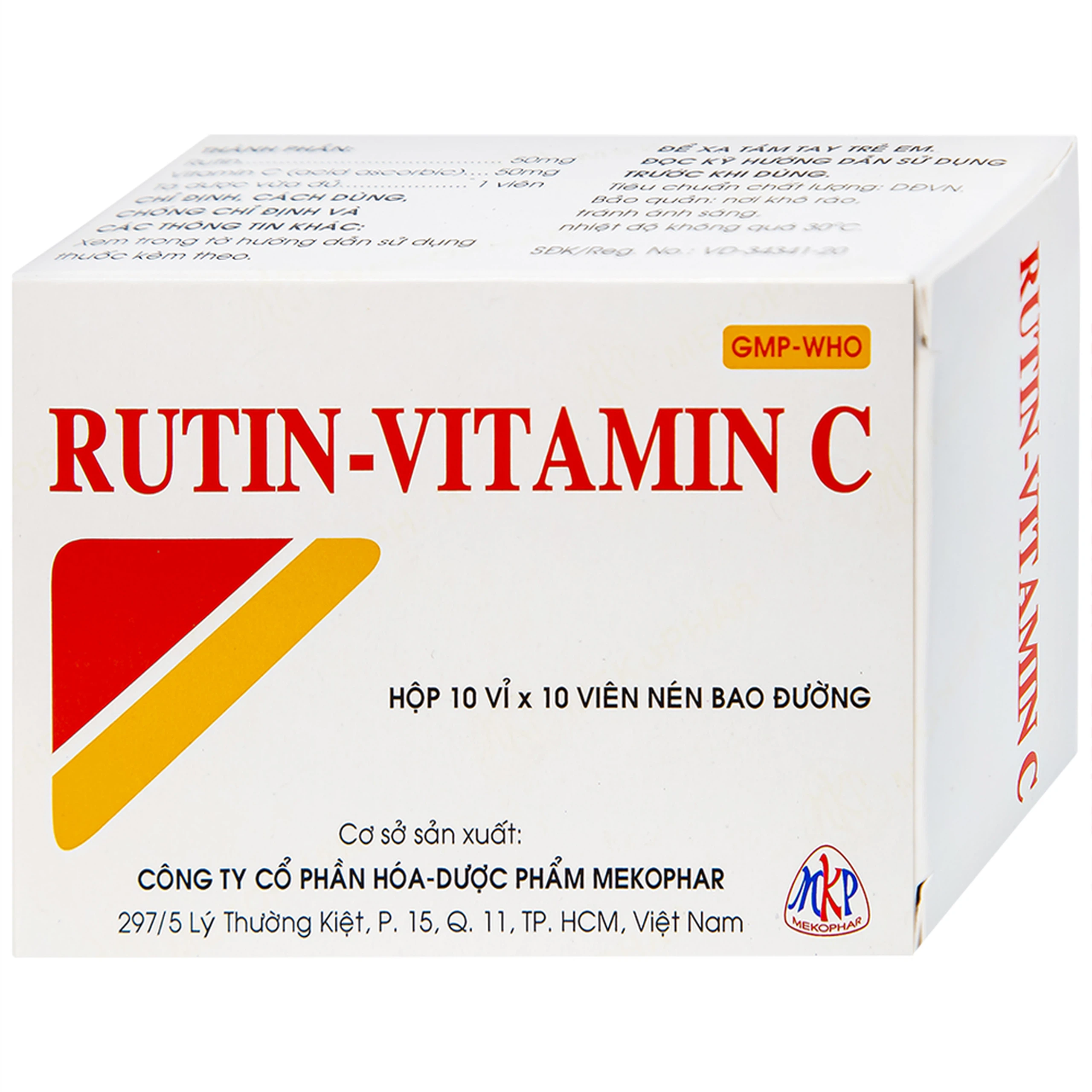 Thuốc Rutin-Vitamin C Mekophar hỗ trợ điều trị các hội chứng chảy máu, xơ cứng (10 vỉ x 10 viên)