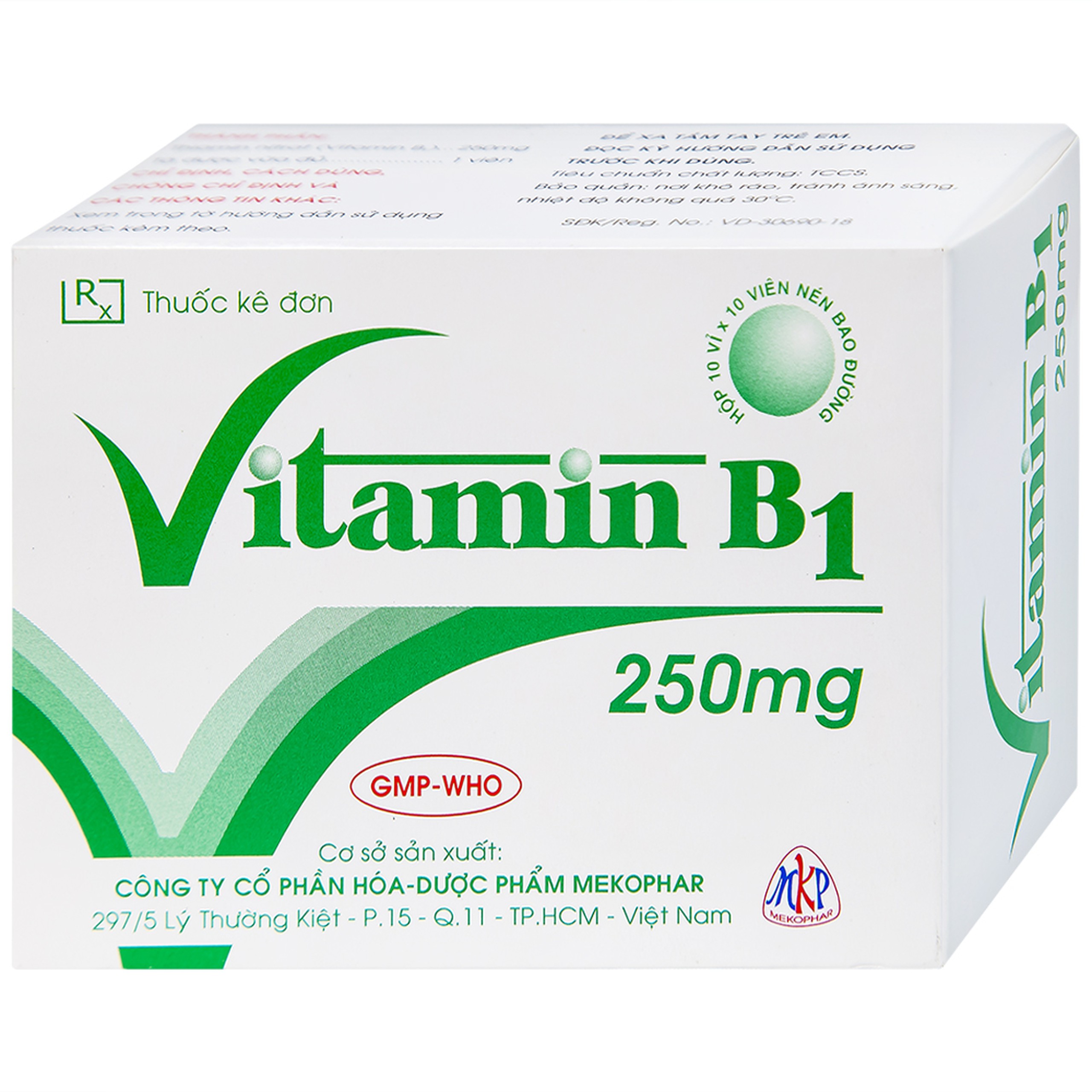 Thuốc Vitamin B1 250mg Mekophar điều trị tình trạng thiếu Vitamin B (10 vỉ x 10 viên)