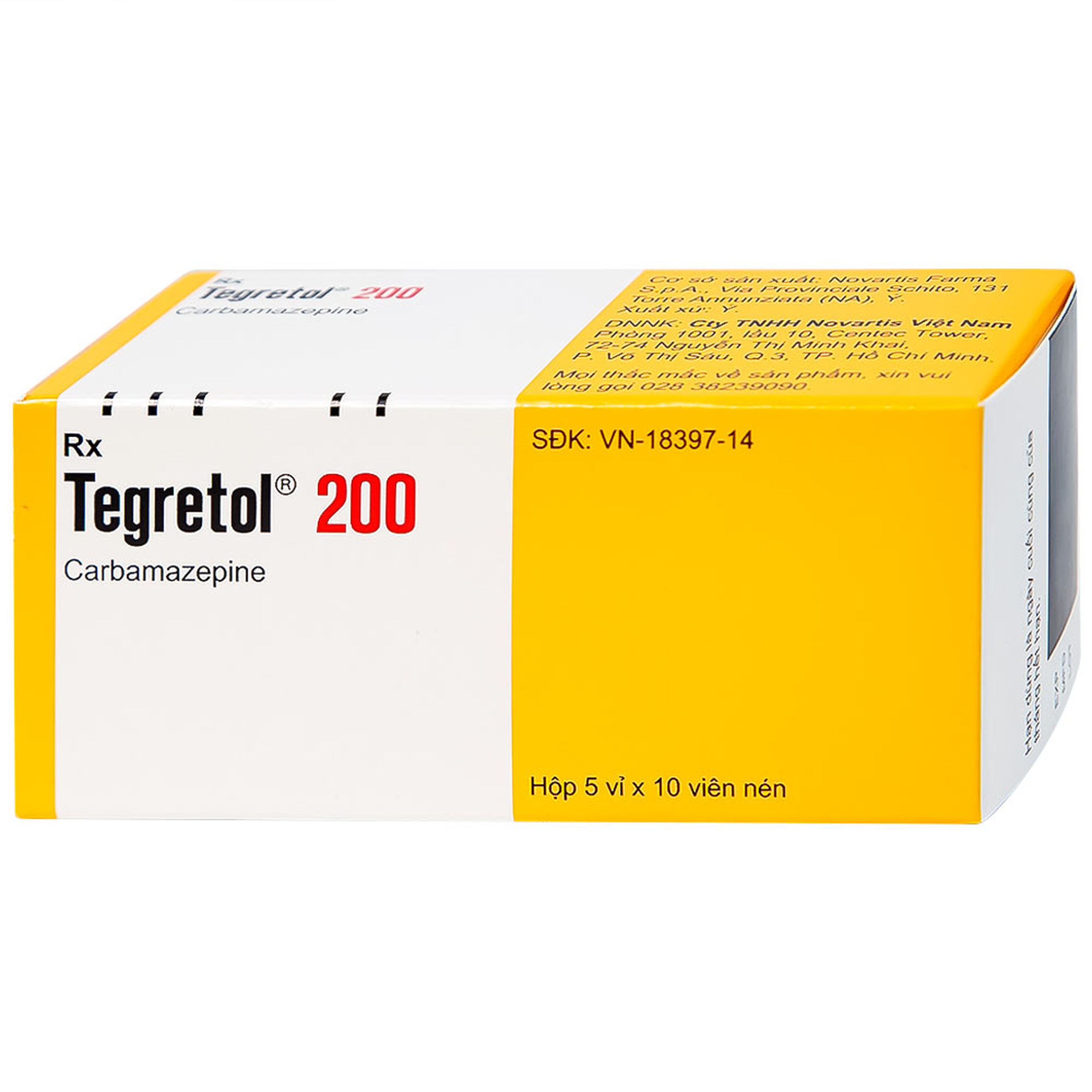 Thuốc Tegretol 200 Novartis điều trị bệnh động kinh (5 vỉ x 10 viên)