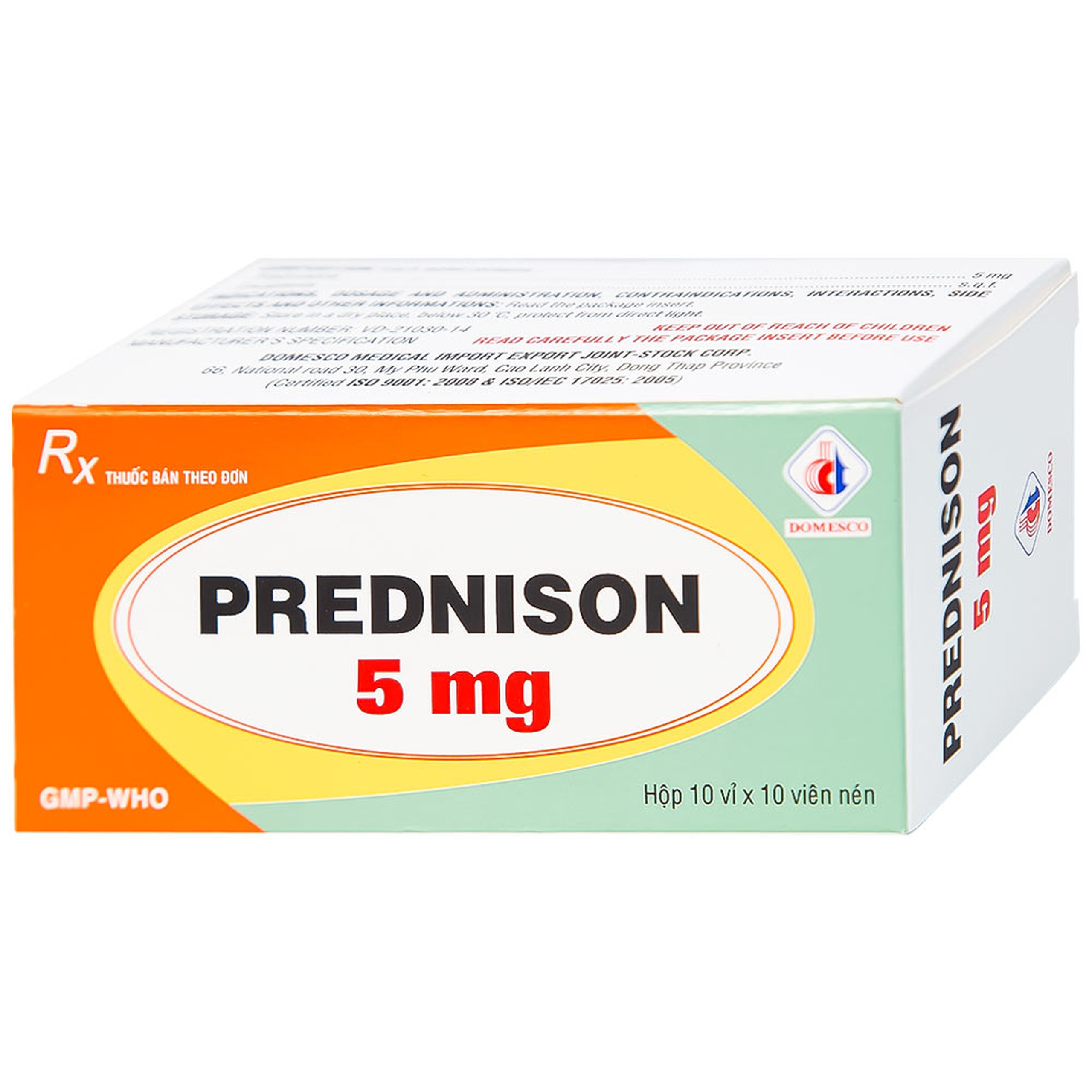 Thuốc Prednison 5mg Domesco điều trị viêm khớp dạng thấp (10 vỉ x 10 viên)