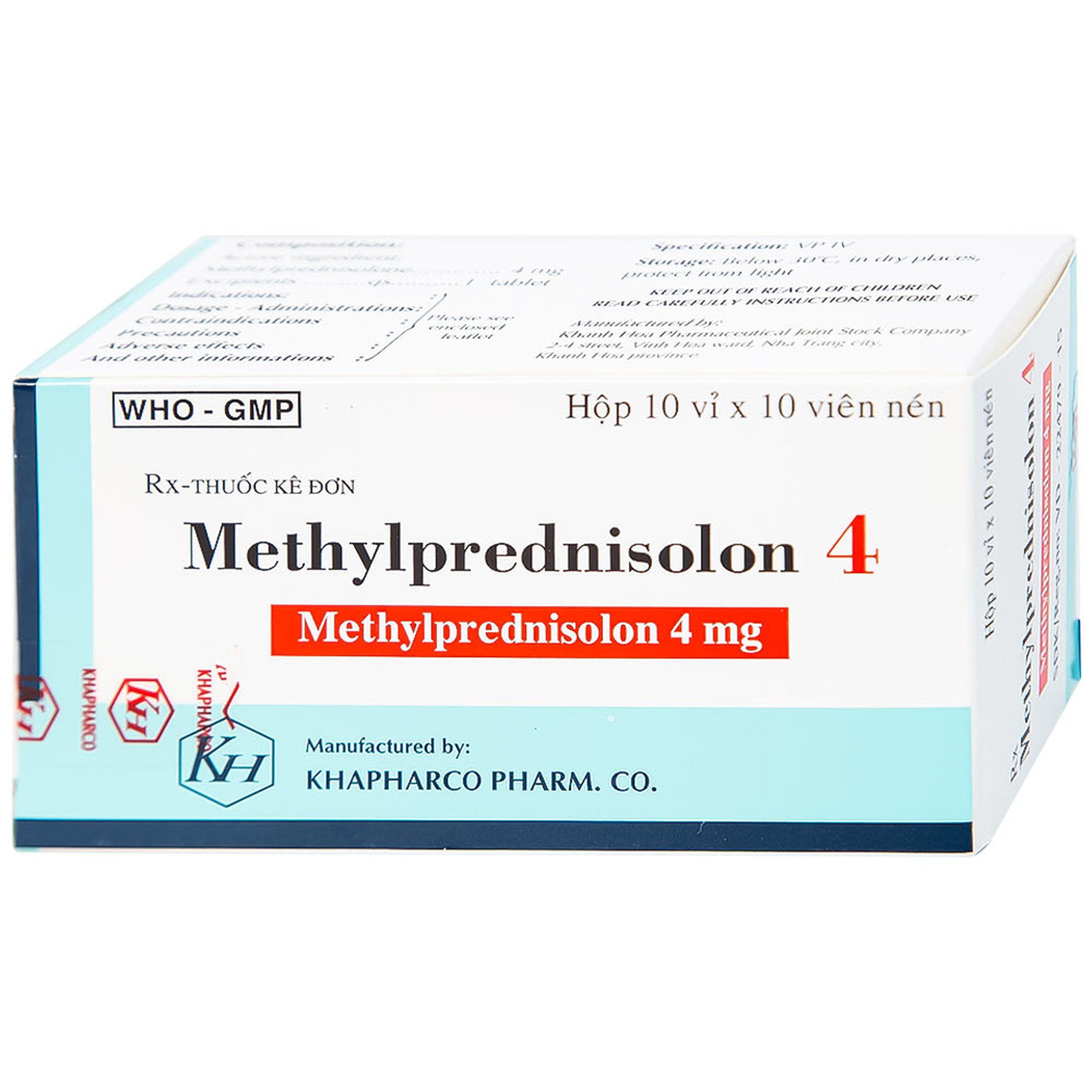 Thuốc Methylprednisolon 4 Khapharco kháng viêm, điều trị viêm khớp dạng thấp, lupus ban đỏ hệ thống (10 vỉ x 10 viên)