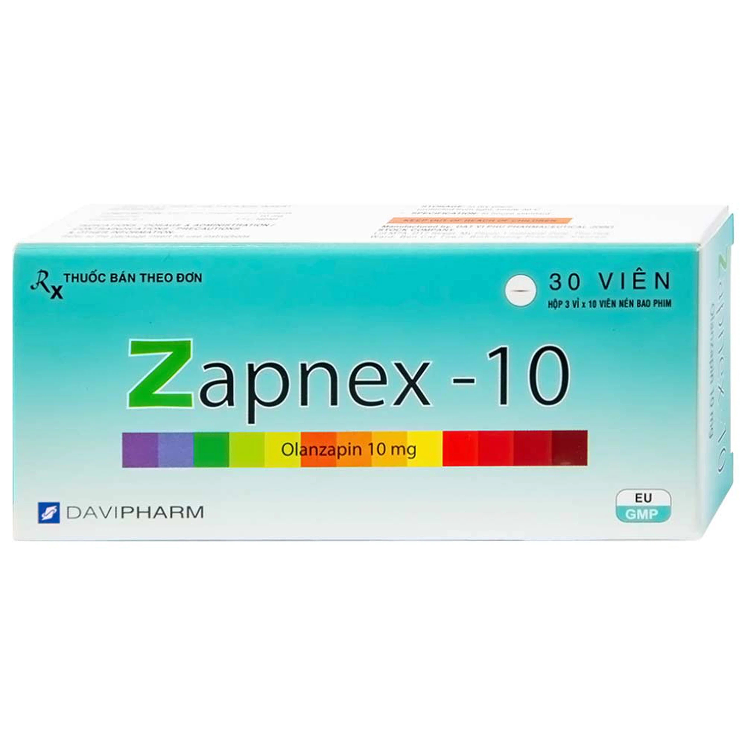 Thuốc Zapnex-10 DaviPharm điều trị tâm thần phân liệt (3 vỉ x 10 viên)