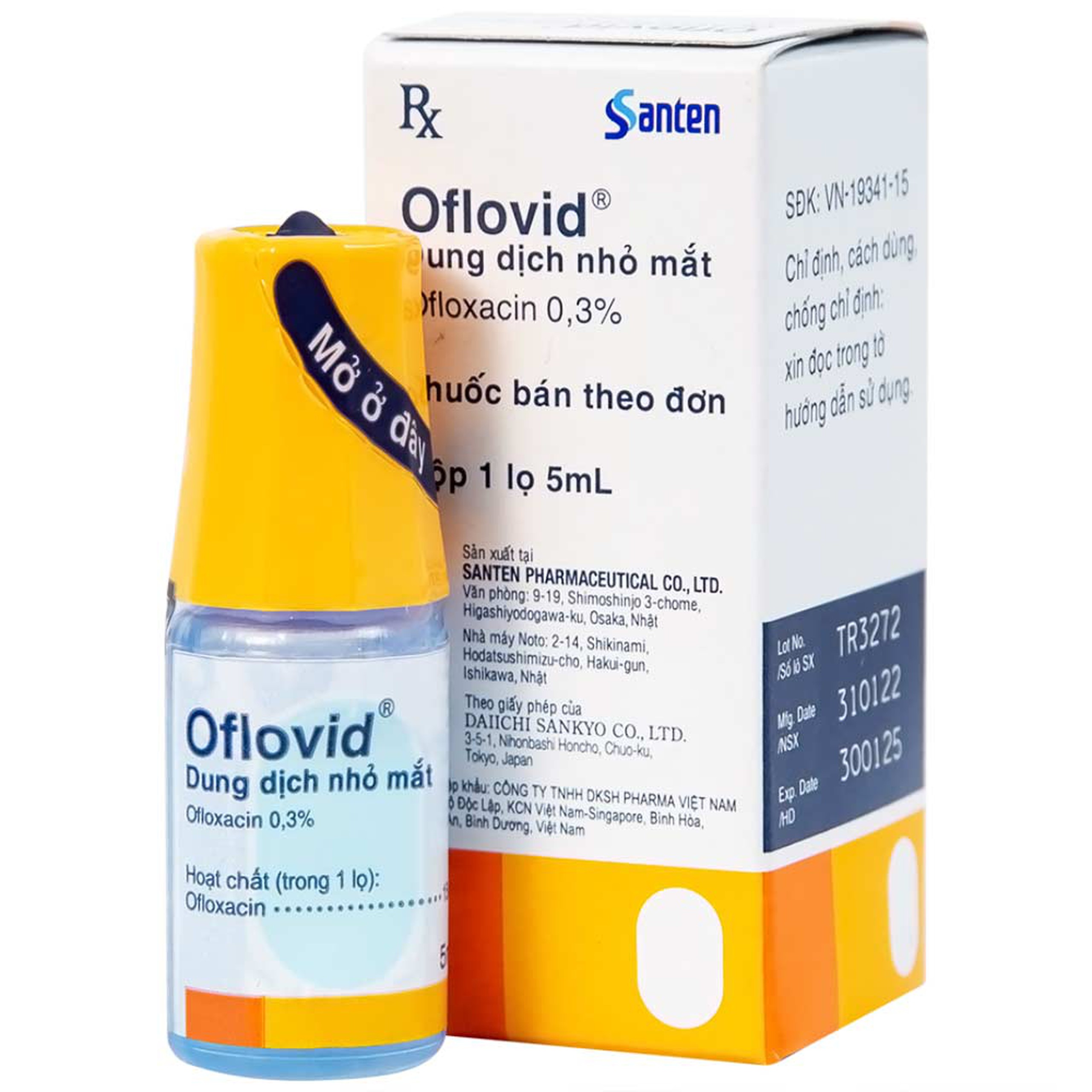 Thuốc nhỏ mắt Oflovid Santen điều trị viêm bờ mi, viêm túi lệ, lẹo, viêm kết mạc, viêm sụn mi (5ml)