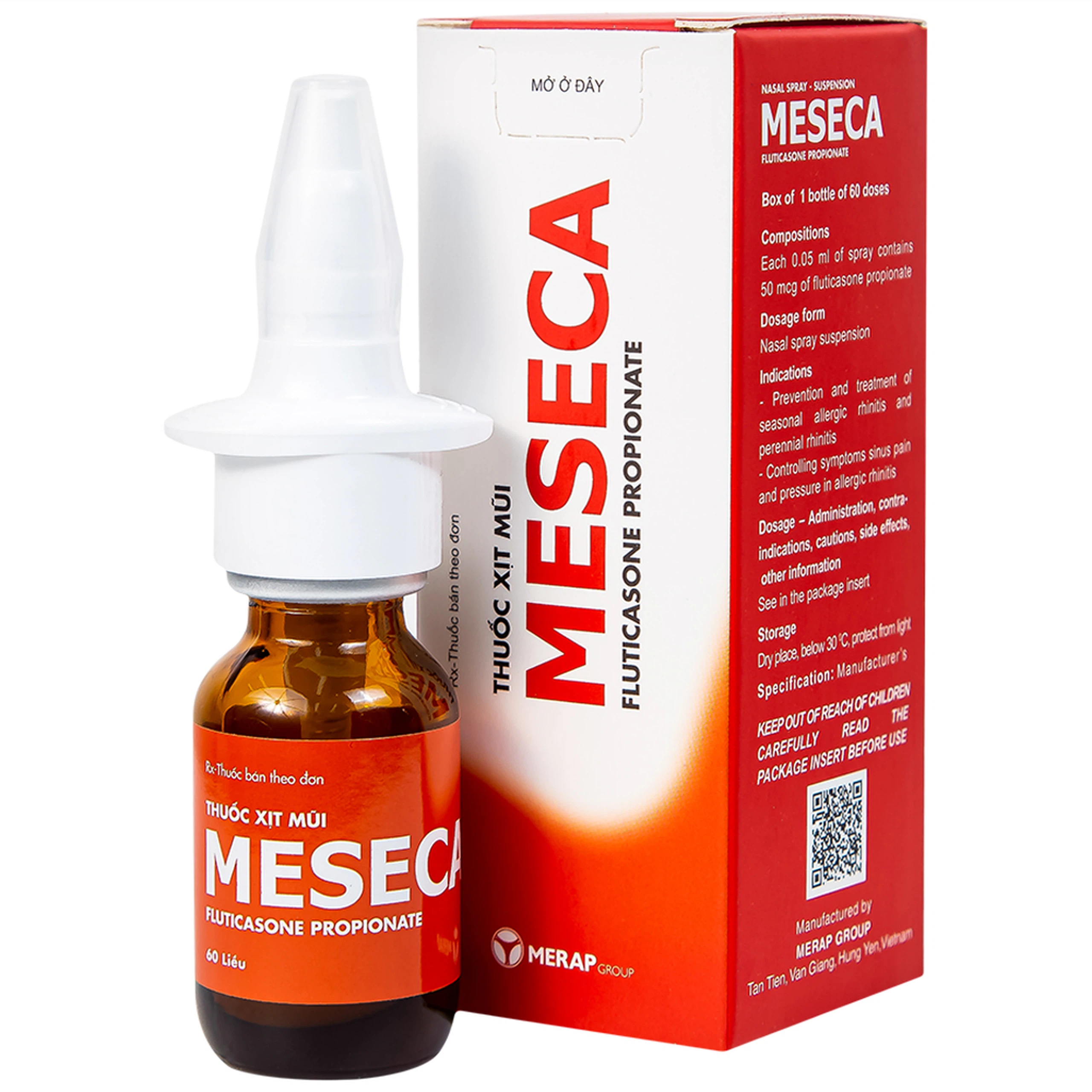 Thuốc xịt mũi Meseca Merap điều trị và dự phòng viêm mũi dị ứng (60 liều)