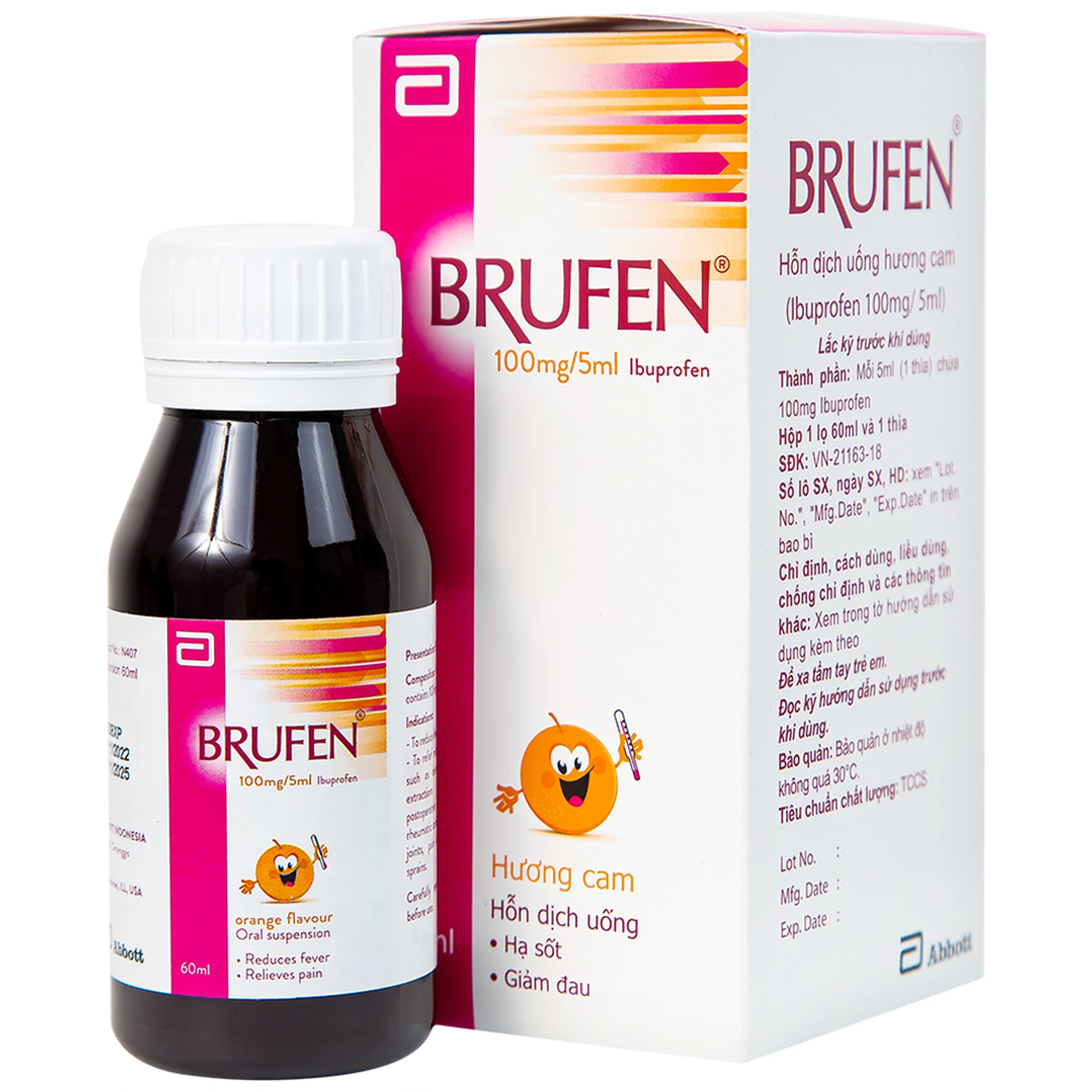 Hỗn dịch uống Brufen Abbott giảm đau, hạ sốt ở trẻ em (60ml)