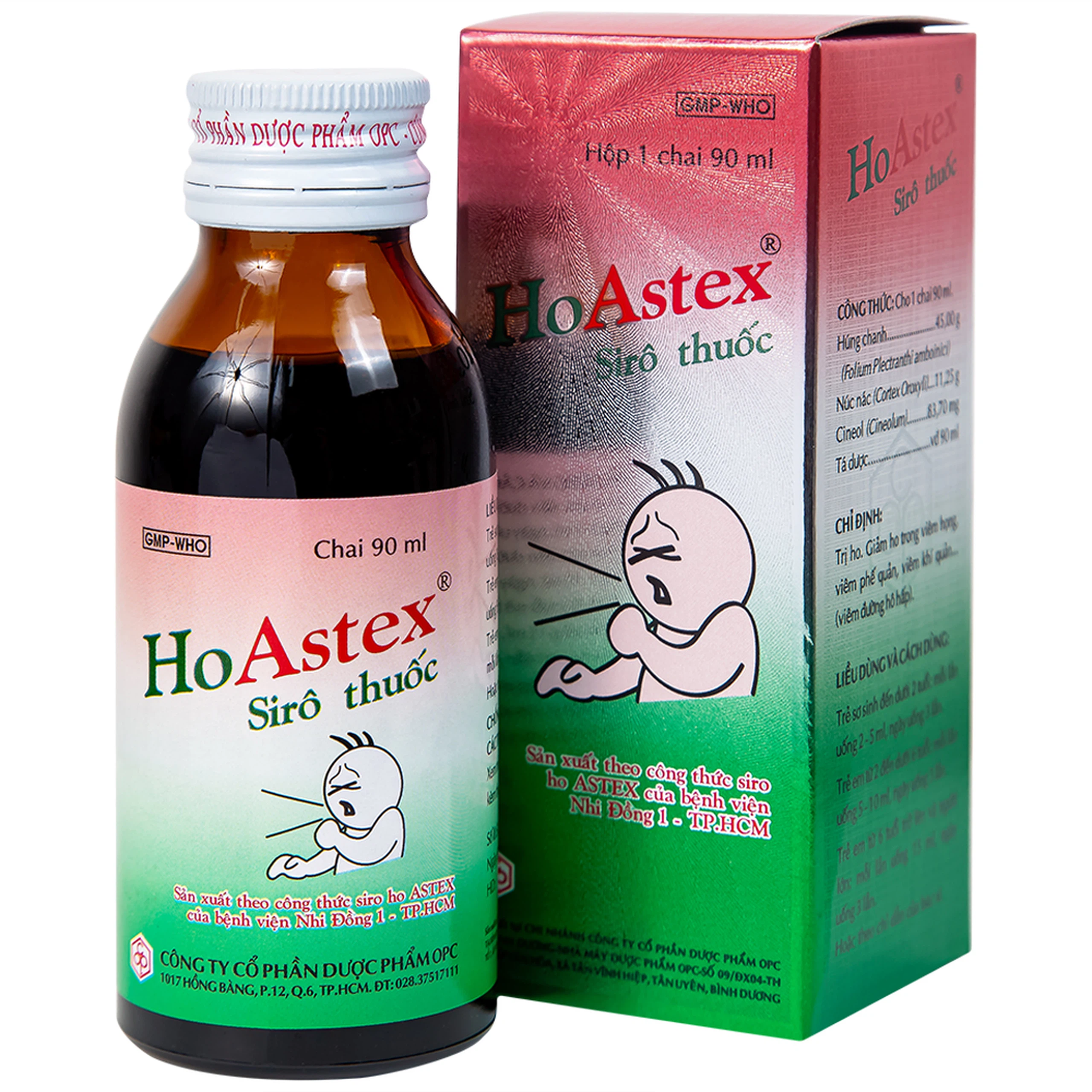 Siro HoAstex OPC điều trị ho, giảm ho trong viêm họng, viêm phế quản (90ml)
