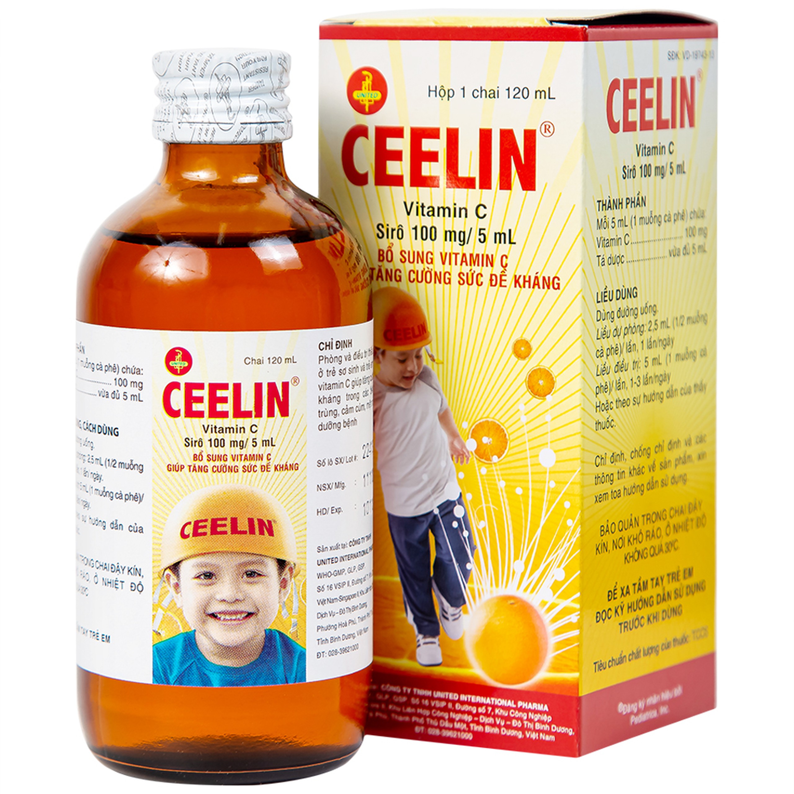 Siro Ceelin United bổ sung vitamin C, tăng cường sức đề kháng (120ml)