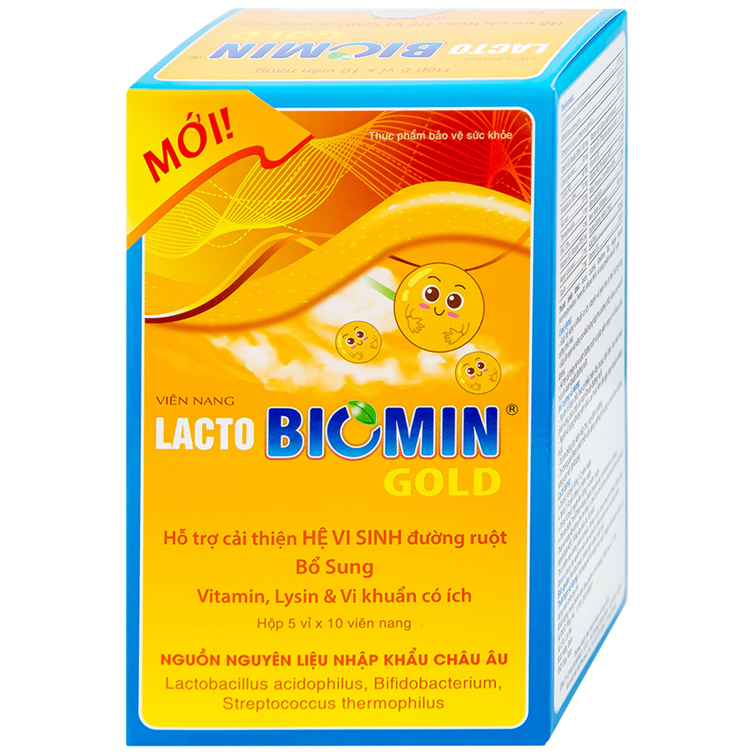 Viên uống Lacto Biomin Gold New HD Pharma hỗ trợ cải thiện hệ vi sinh đường ruột (5 vỉ x 10 viên)