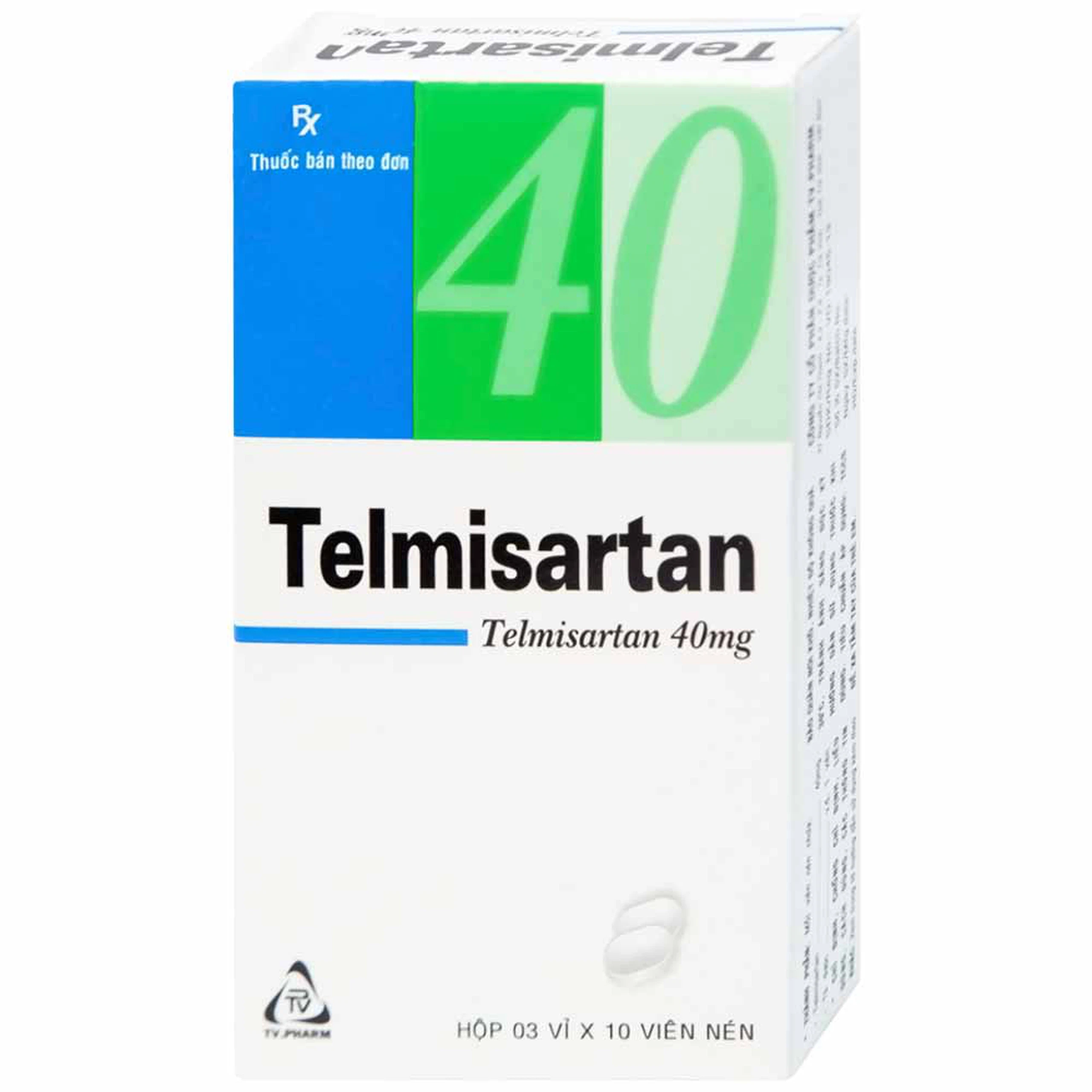 Thuốc Telmisartan 40 TV.Pharm điều trị tăng huyết áp (3 vỉ x 10 viên)