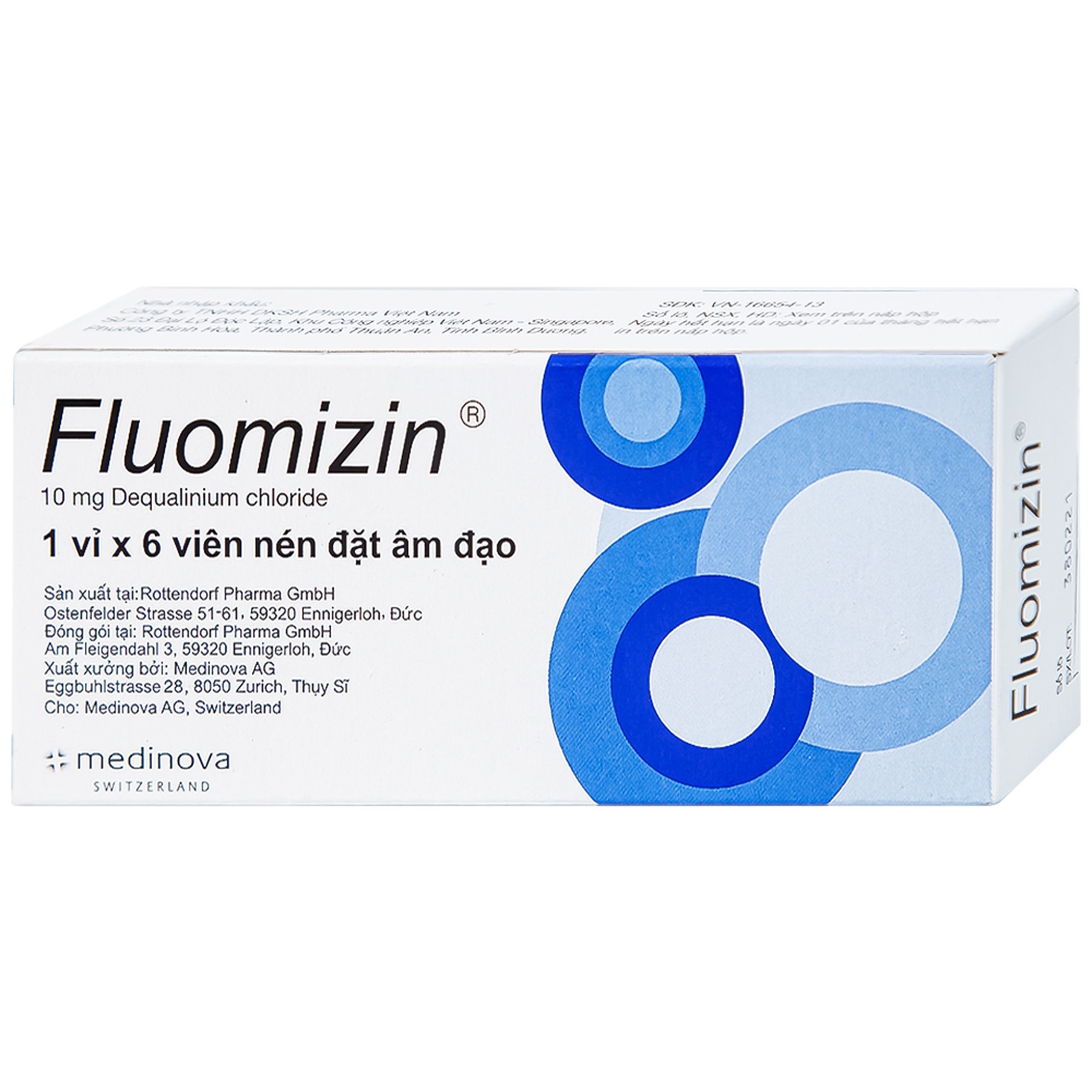 Viên đặt âm đạo Fluomizin Medinova điều trị nhiễm nấm âm đạo, nhiễm khuẩn âm đạo (1 vỉ x 6 viên)