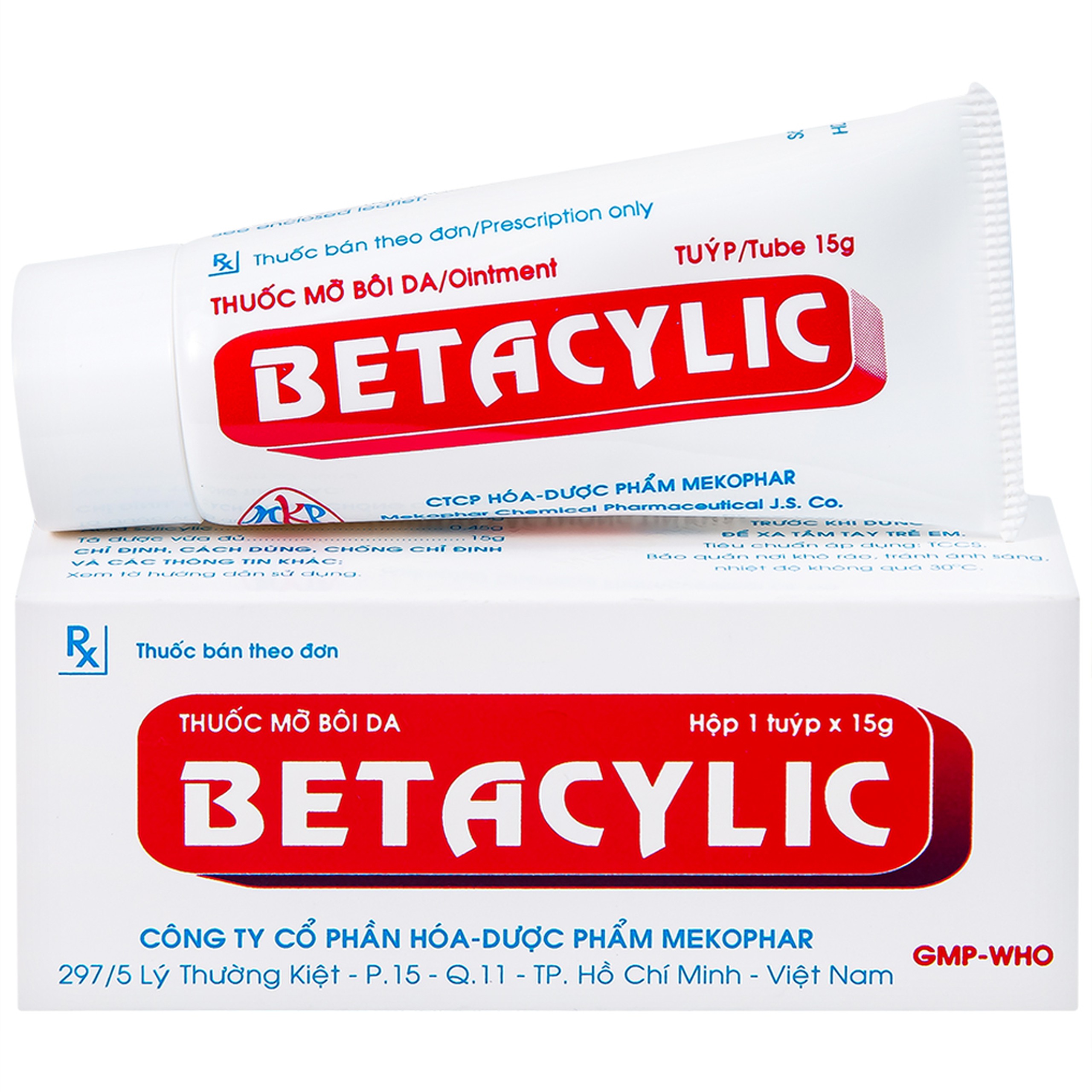 Thuốc mỡ bôi da Betacylic Mekophar điều trị bệnh vẩy nến, vảy da dầu (15g)