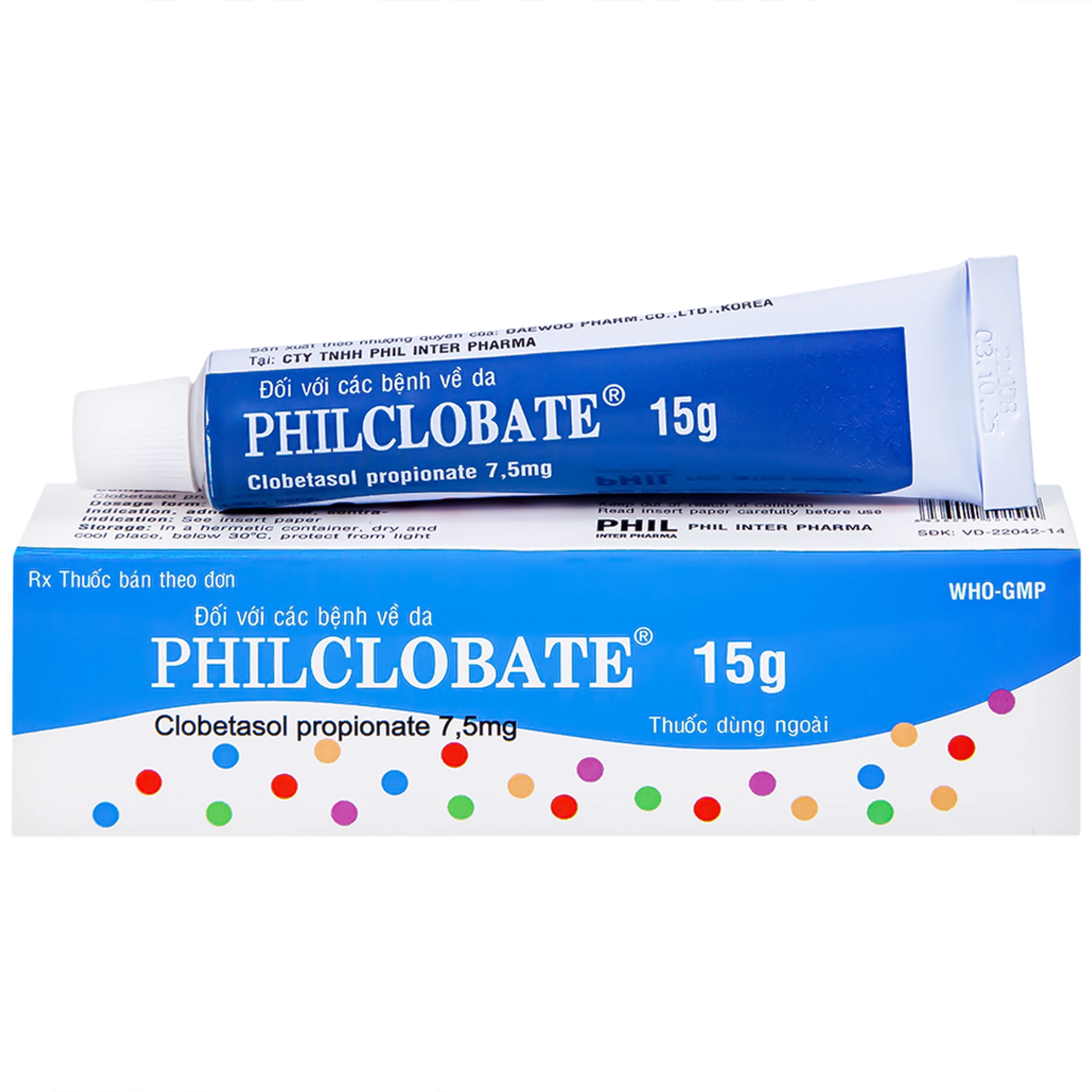 Kem bôi da PhilClobate Phil Inter Pharma điều trị viêm da, chàm, chàm dị ứng (15g)
