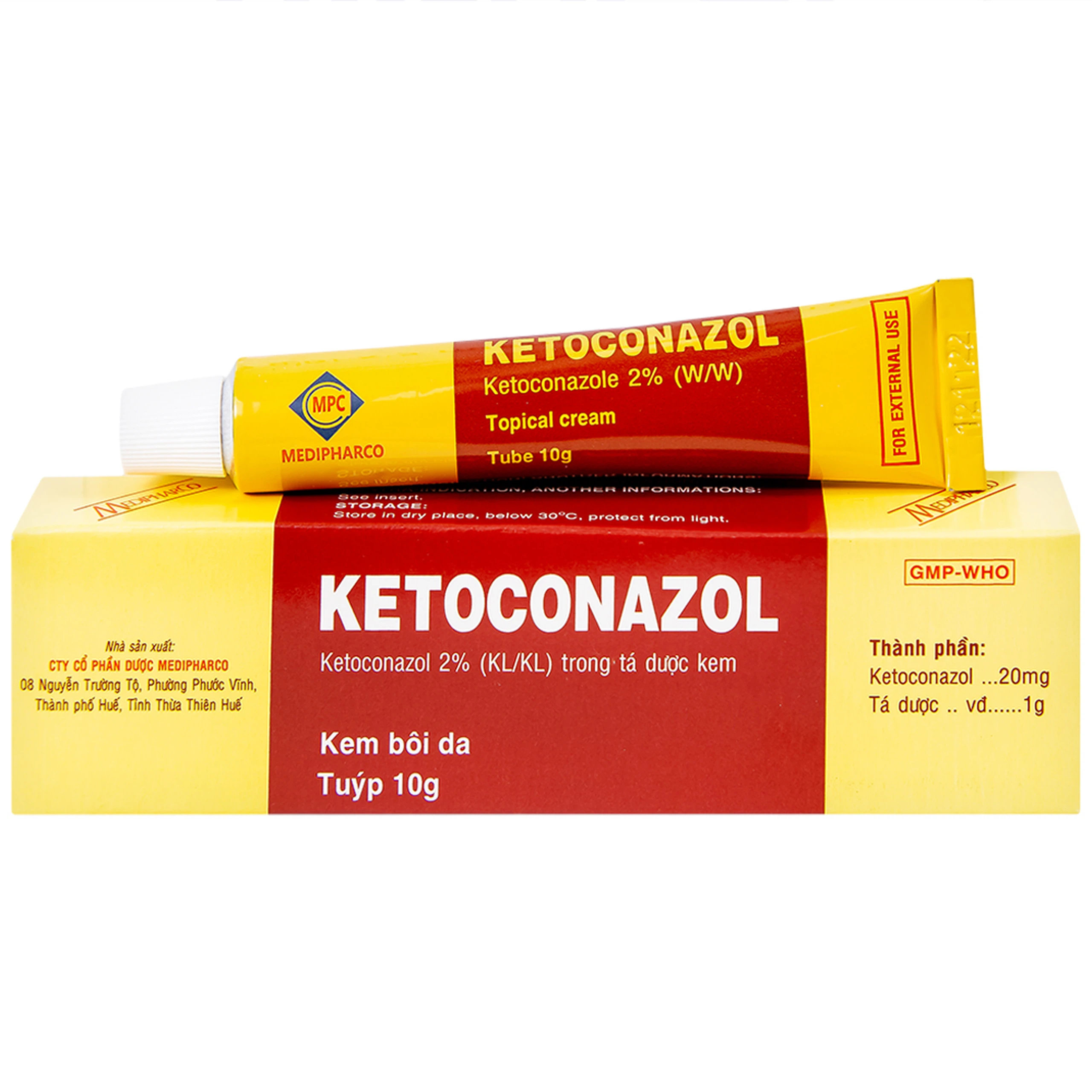 Kem bôi da Ketoconazol 2% Medipharco điều trị các bệnh nấm da và niêm mạc (10g)