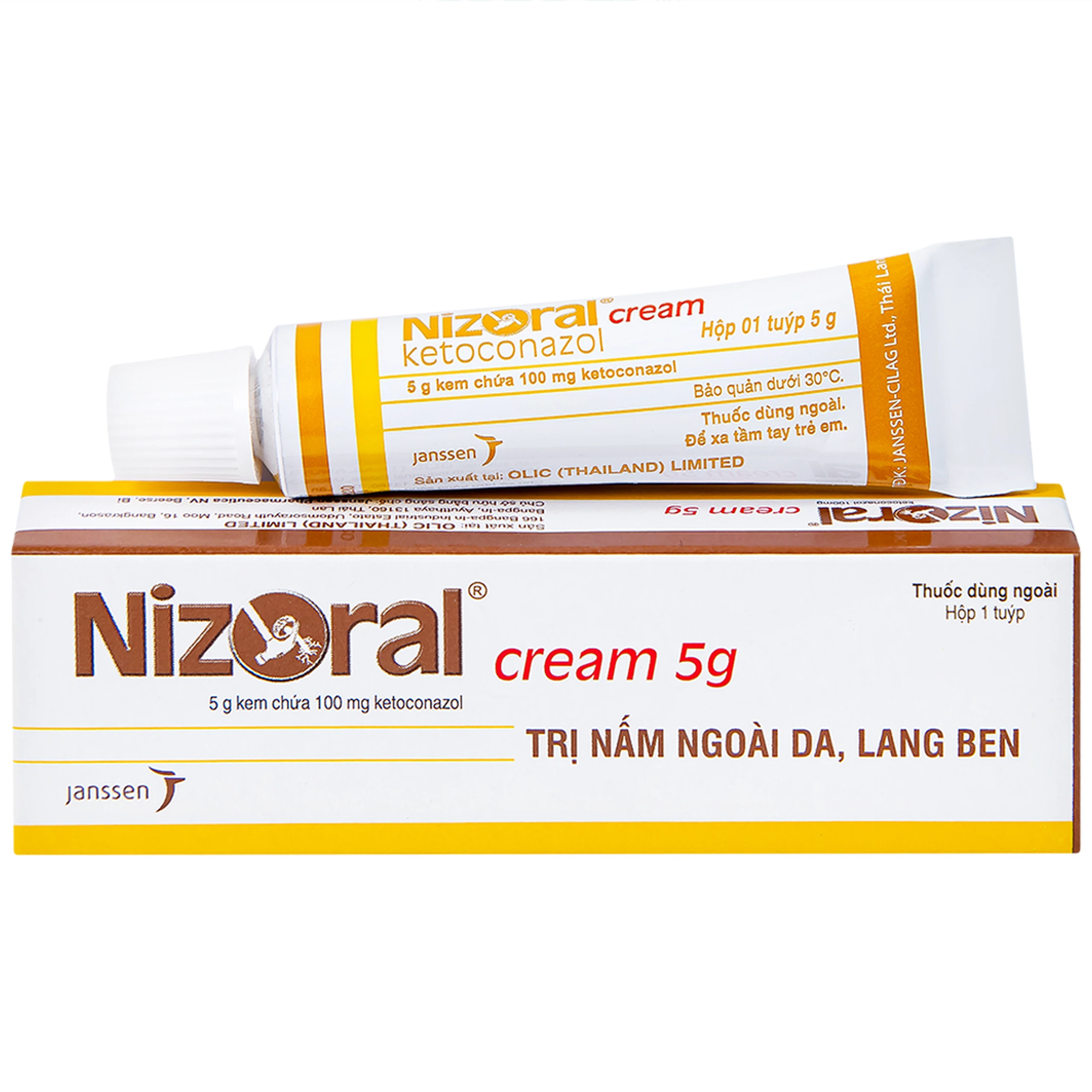 Kem bôi da Nizoral Cream 5g Olic điều trị nấm ngoài da, lang ben (5g)