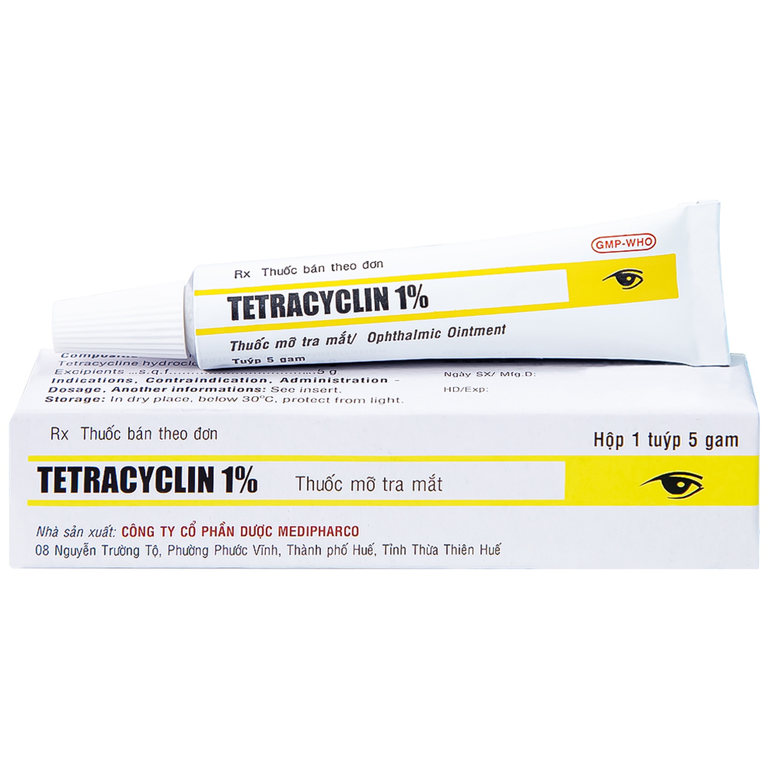 Thuốc mỡ tra mắt Tetracyclin 1% Medipharco điều trị đau mắt hột (5g)