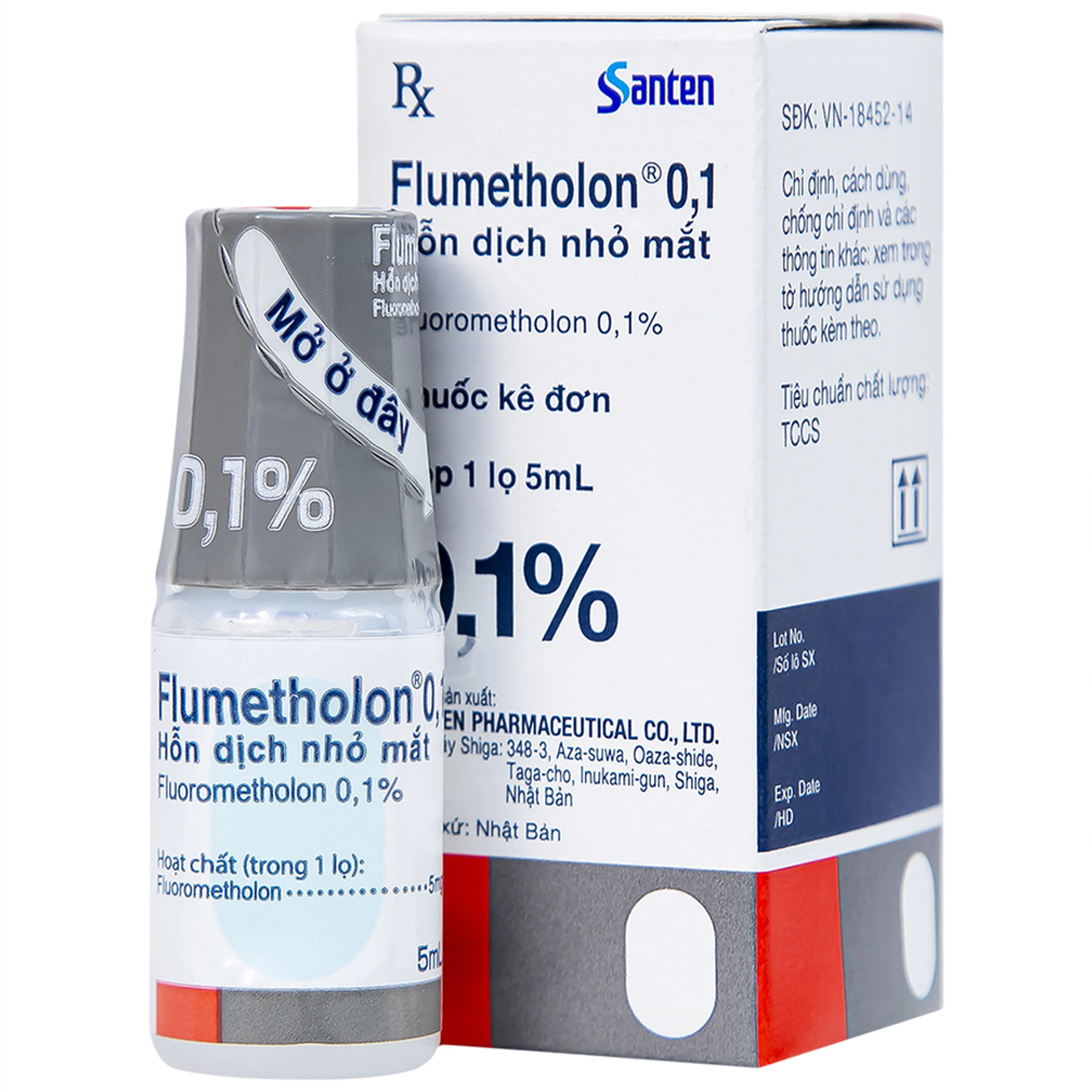 Hỗn dịch nhỏ mắt Flumetholon 0.1% Santen điều trị các bệnh viêm phía ngoài mắt (5ml)