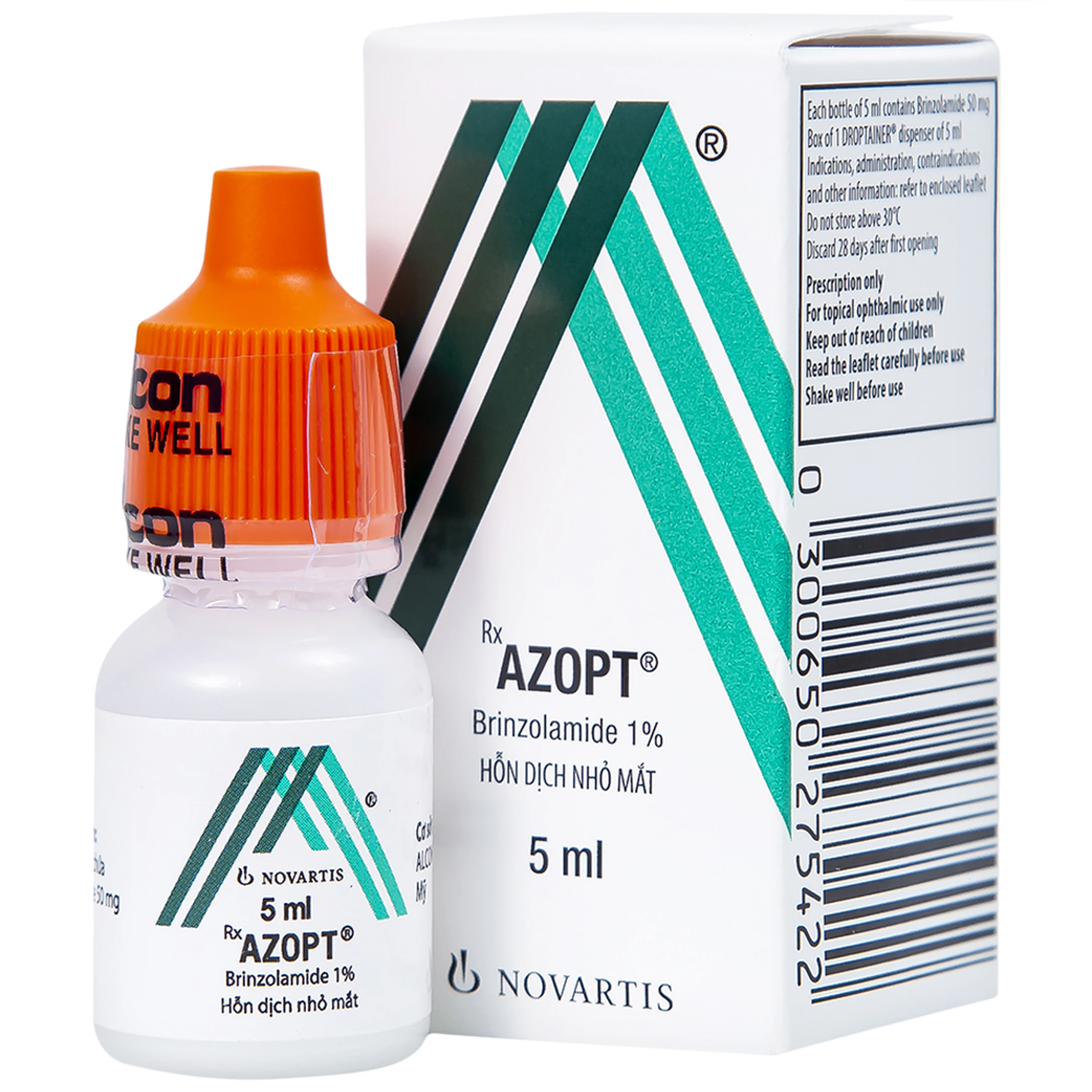 Thuốc nhỏ mắt Azopt Alcon điều trị tăng nhãn áp, glôcôm góc mở (5ml)