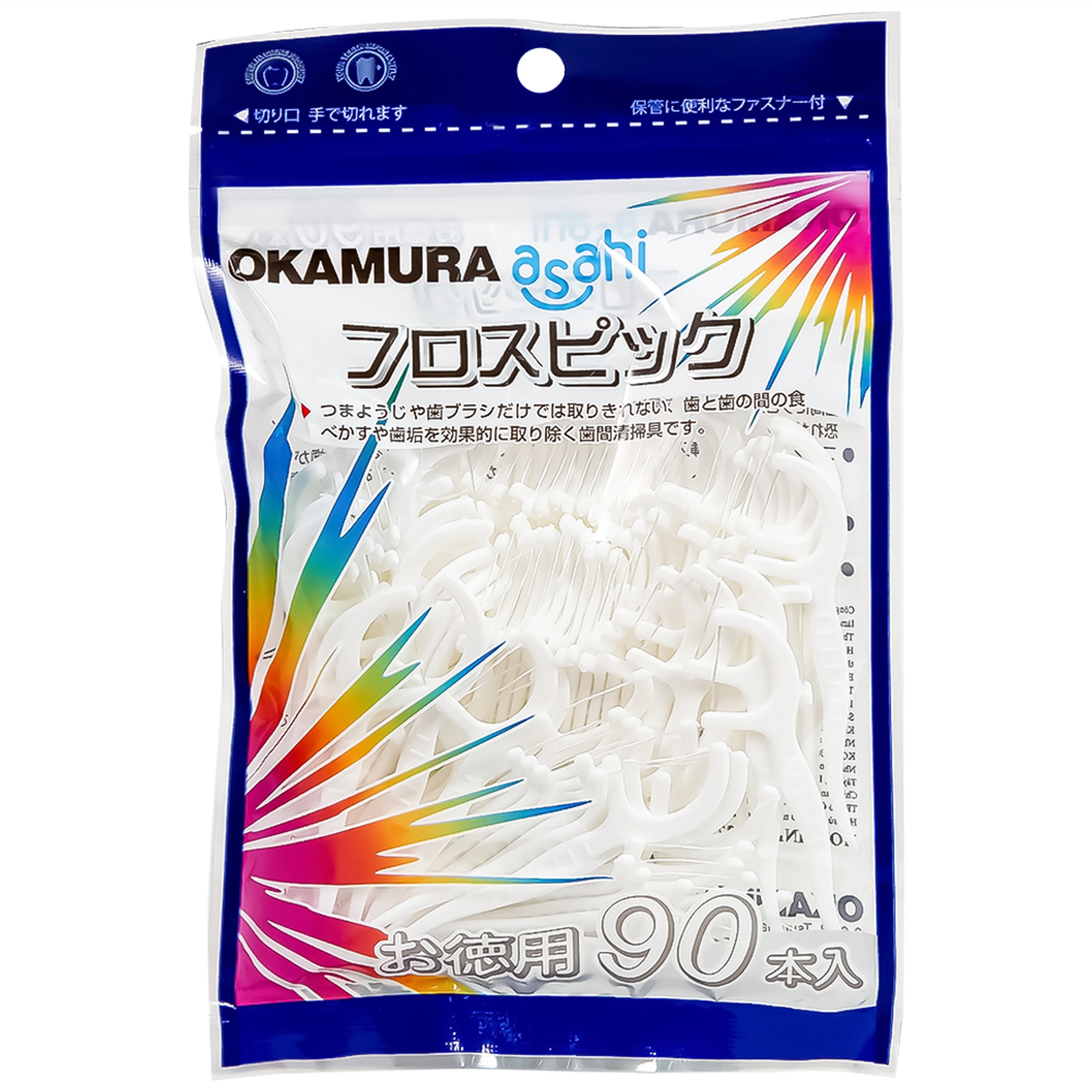 Tăm chỉ kẽ răng Okamura làm sạch mảng bám thức ăn dư thừa trong kẽ răng (90 cây) 