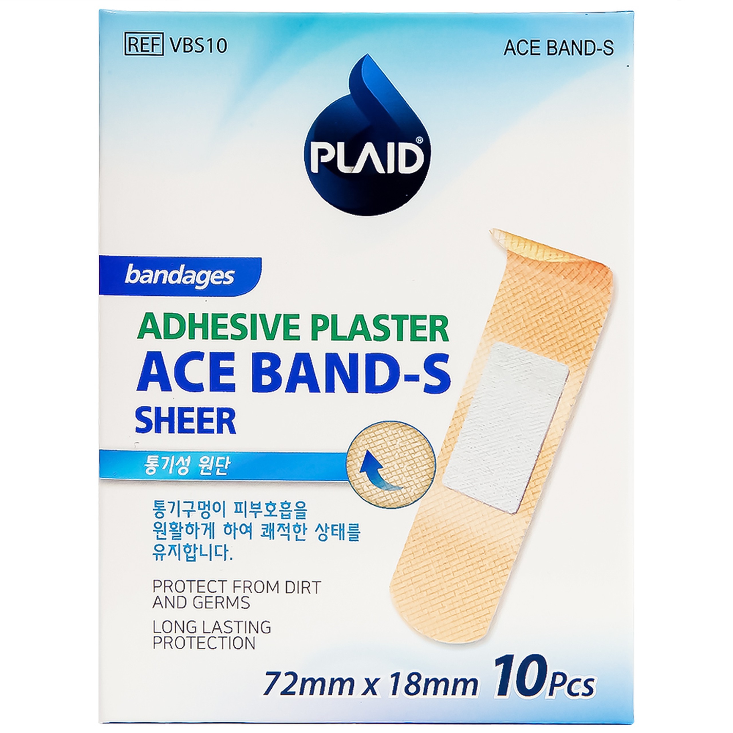 Băng keo cá nhân màu da Ace Band-S (Sheer) 72mm x 18mm Young Chemical bảo vệ vết thương hở (10 miếng)