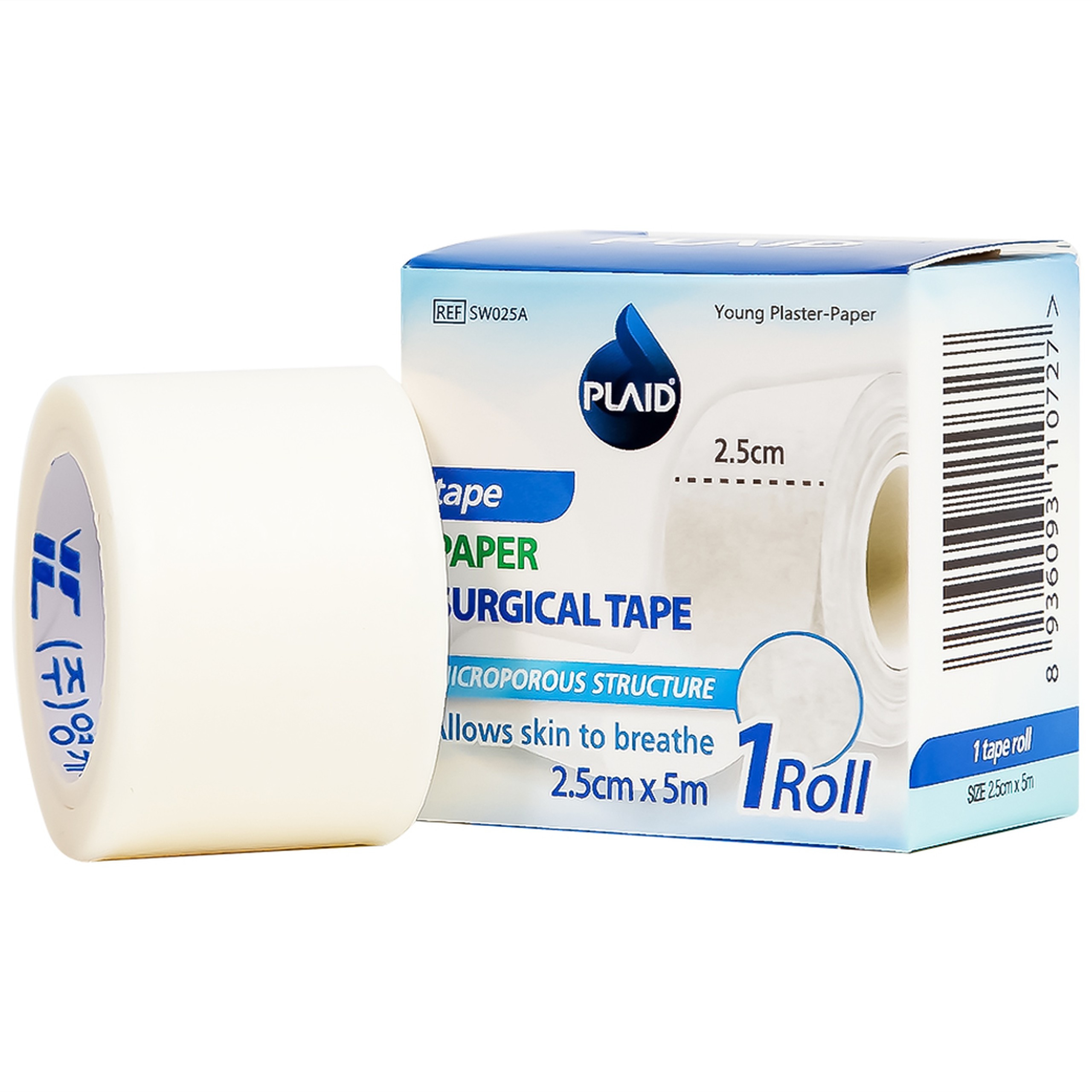 Băng keo cuộn giấy Young Plaster-Paper 2.5cm x 5m Young Chemical cố định ống truyền dẫn, dán lên gạc cố định vết thương (1 cuộn)