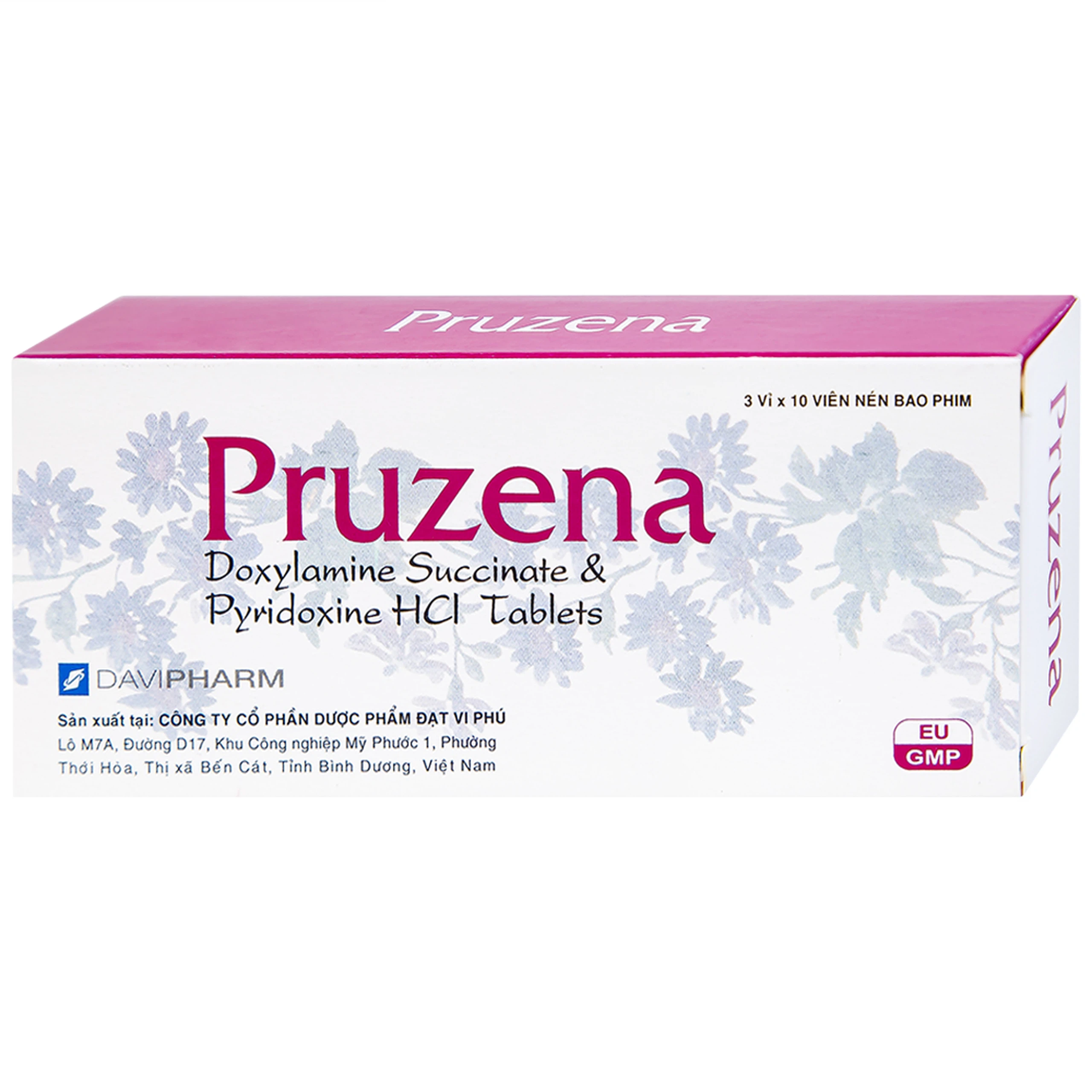 Thuốc Pruzena Davipharm điều trị buồn nôn và nôn mửa trong thai kỳ (3 vỉ x 10 viên)